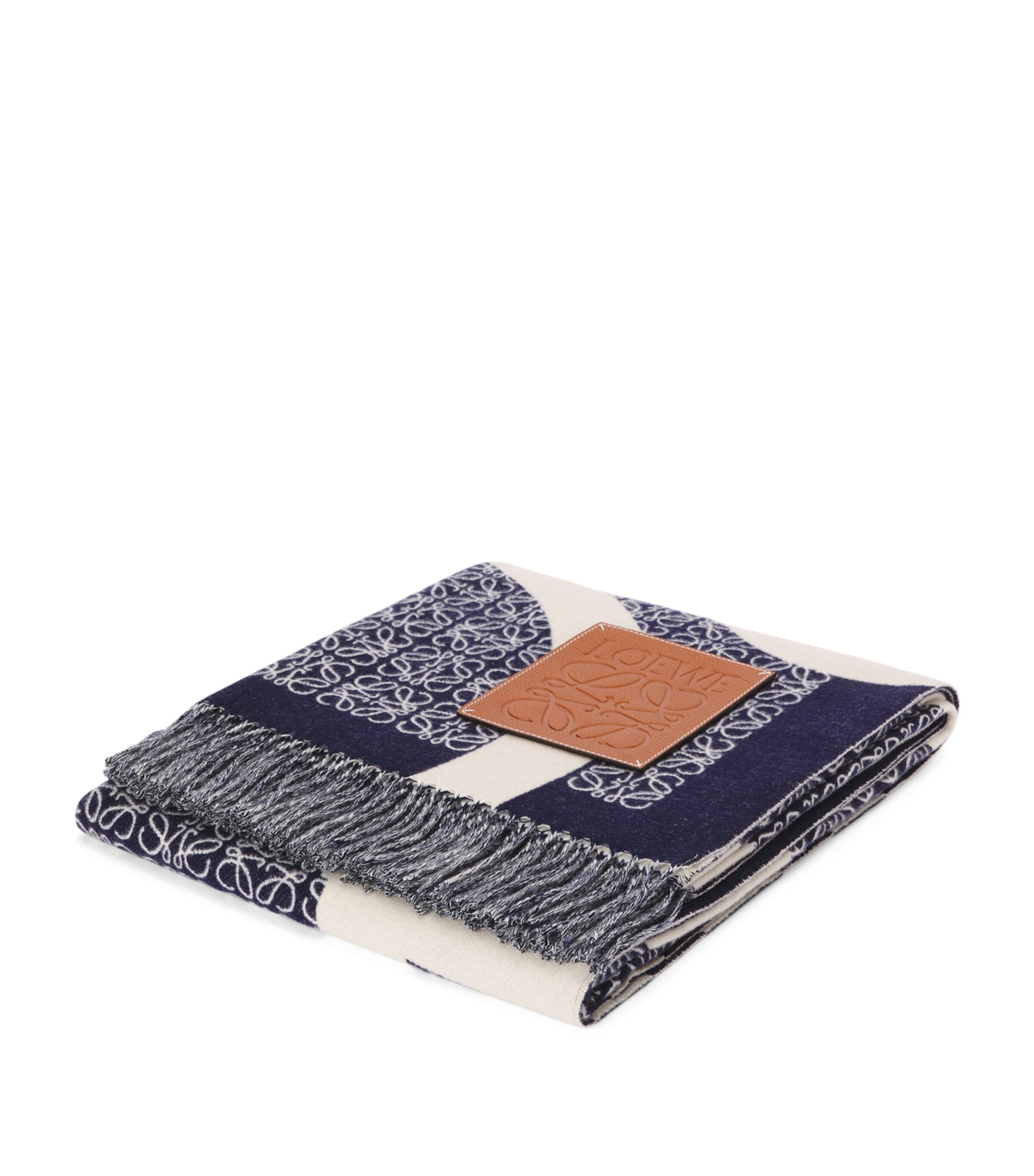 LOEWE Wool Anagram Blanket (120cm x 140cm) Navy Blue Image 3
