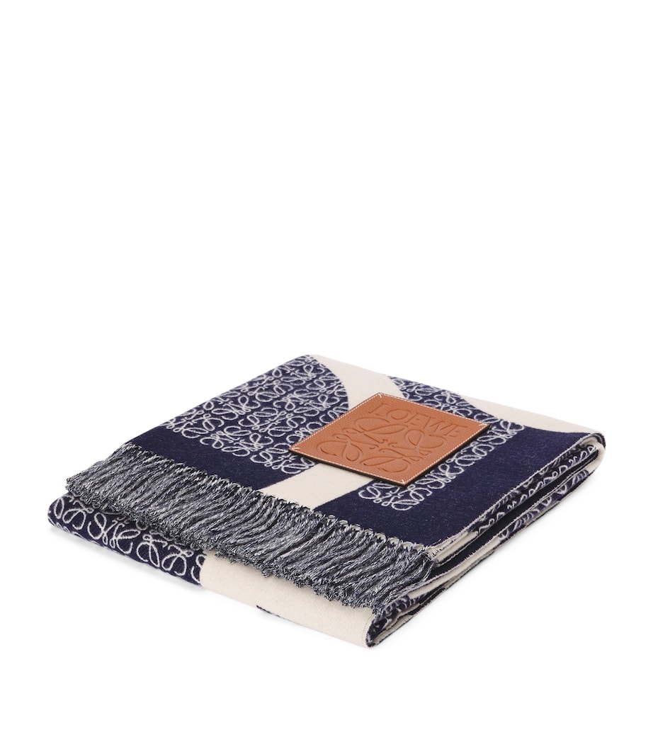 LOEWE Wool Anagram Blanket (120cm x 140cm) Navy Blue Image 3