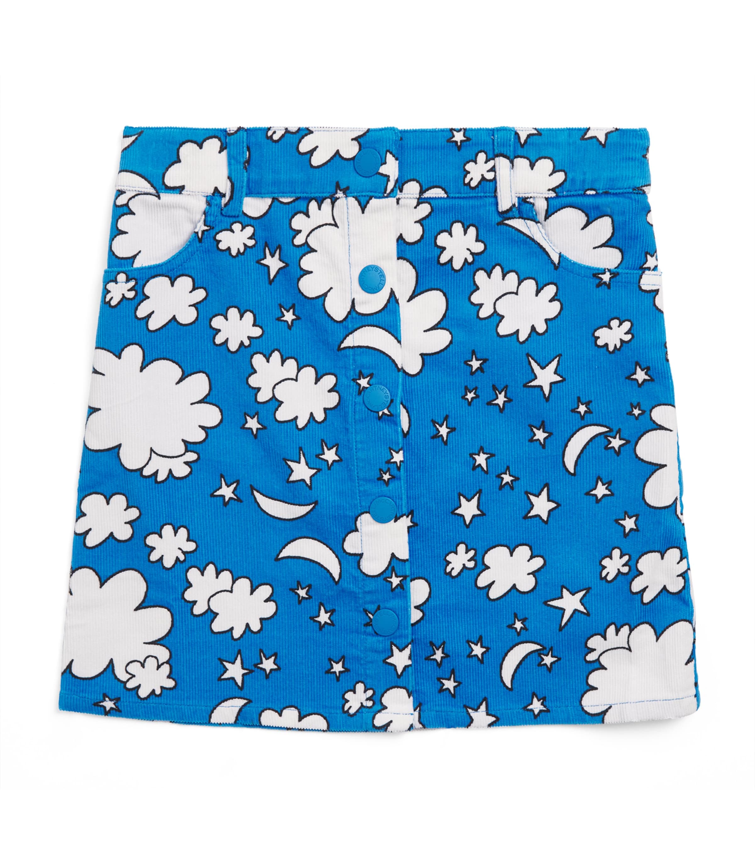 Stella Mccartney Corduroy Cloud Print Skirt In Blue