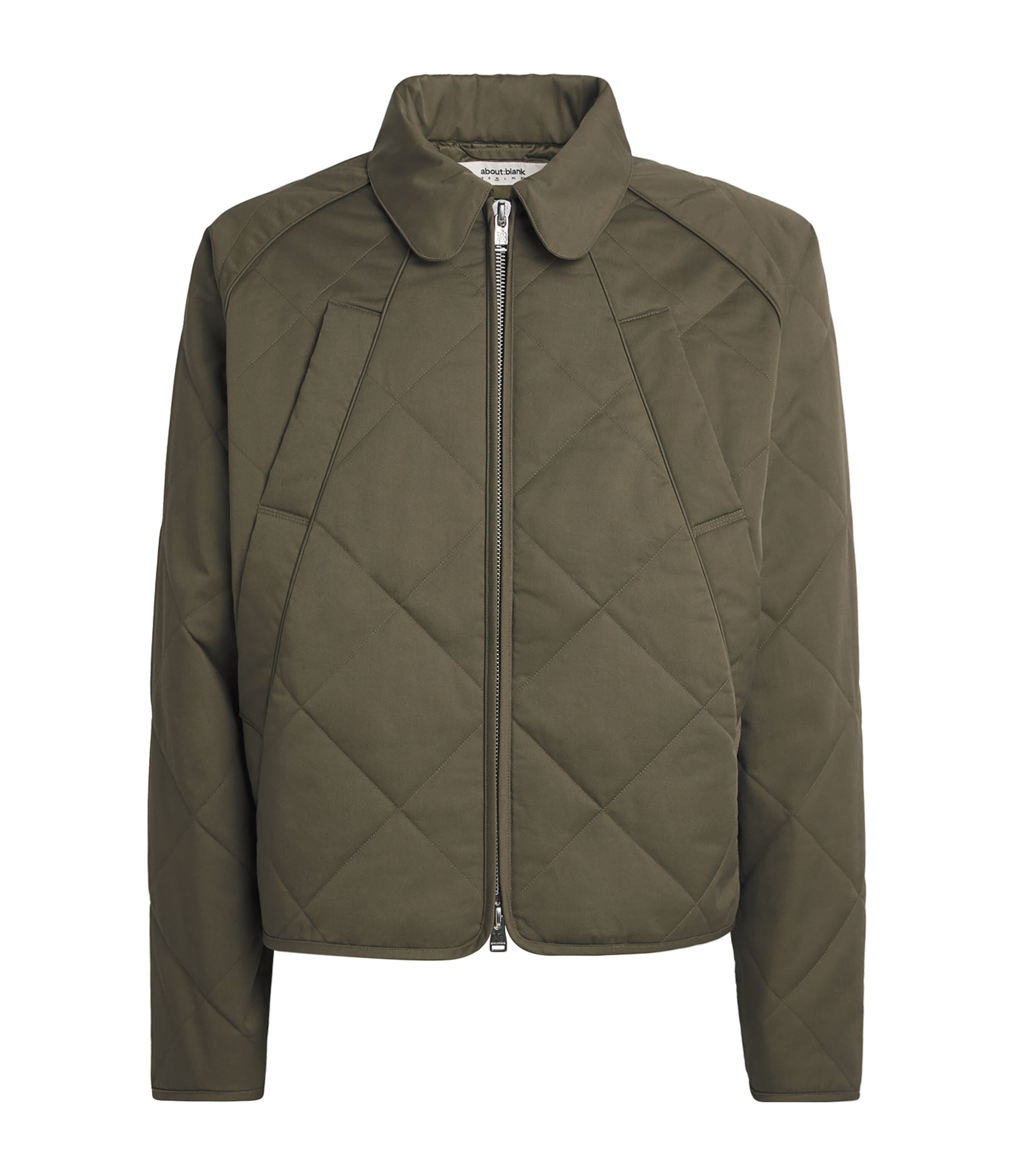 about:blank Mens Cotton Diamond Quilted Jacket Sage Image 1
