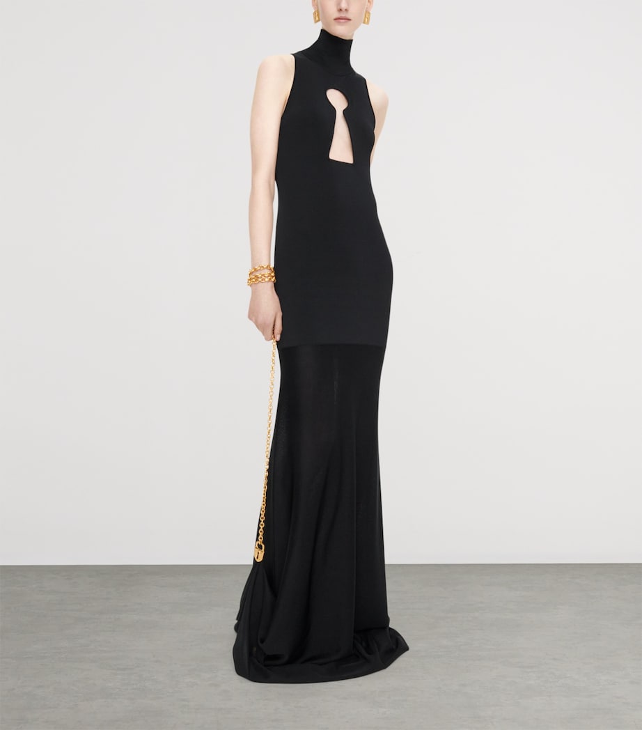 Schiaparelli Womens Keyhole Padlock and Chain Gown Black Image 5