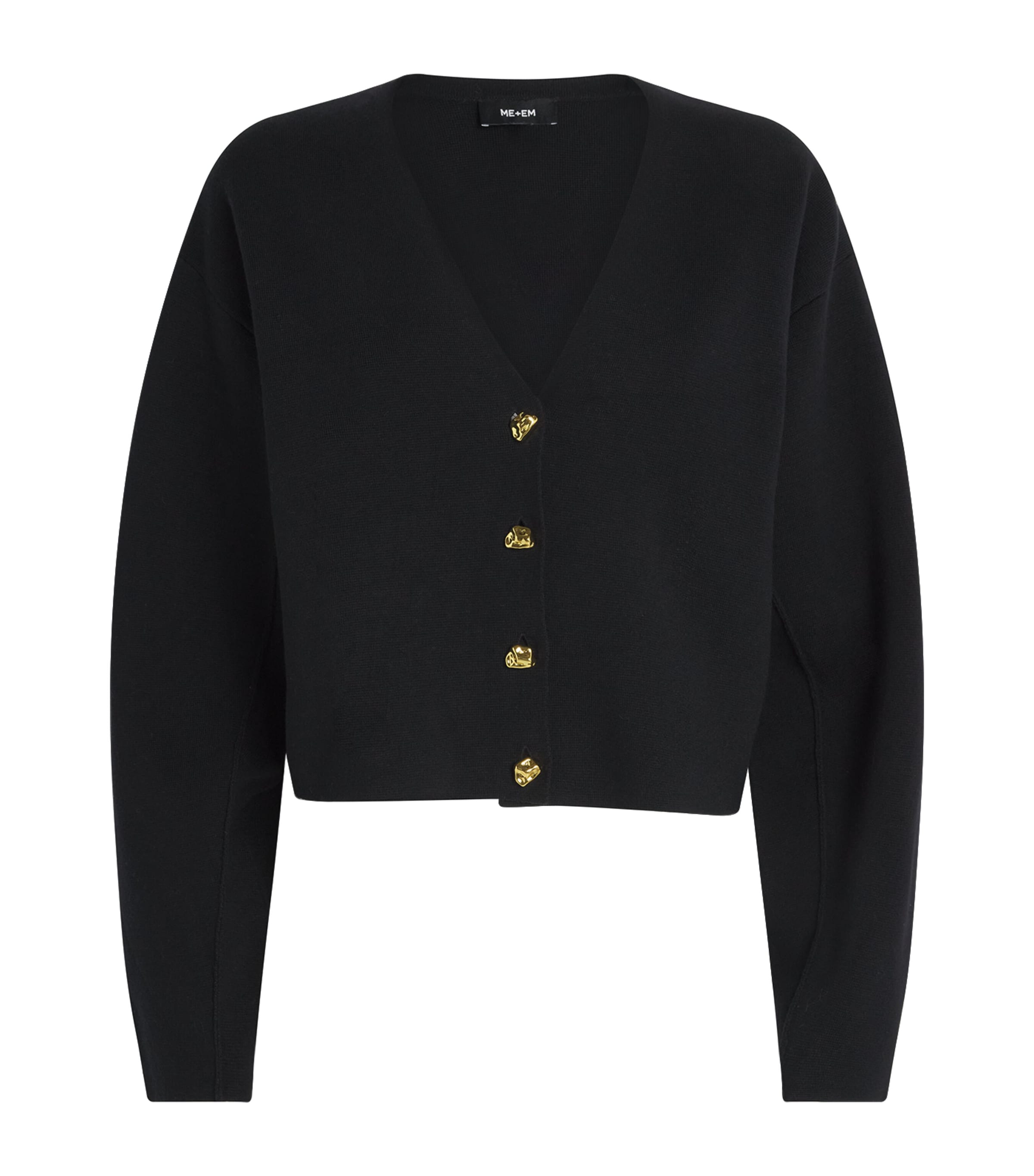Me+em Merino Wool-organic Cotton Cardigan In Black