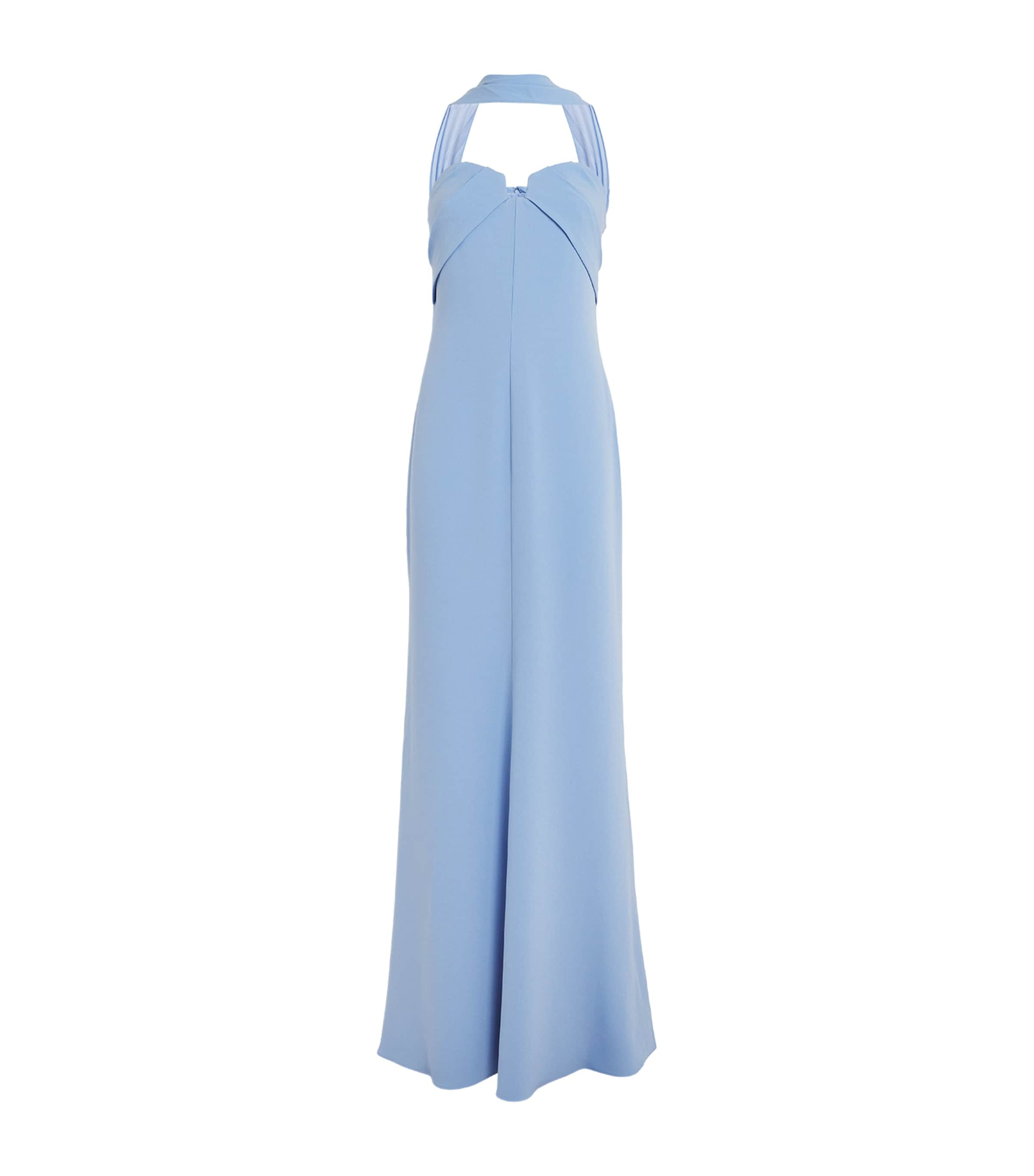 Roland Mouret Satin Crepe Sash Gown In Blue