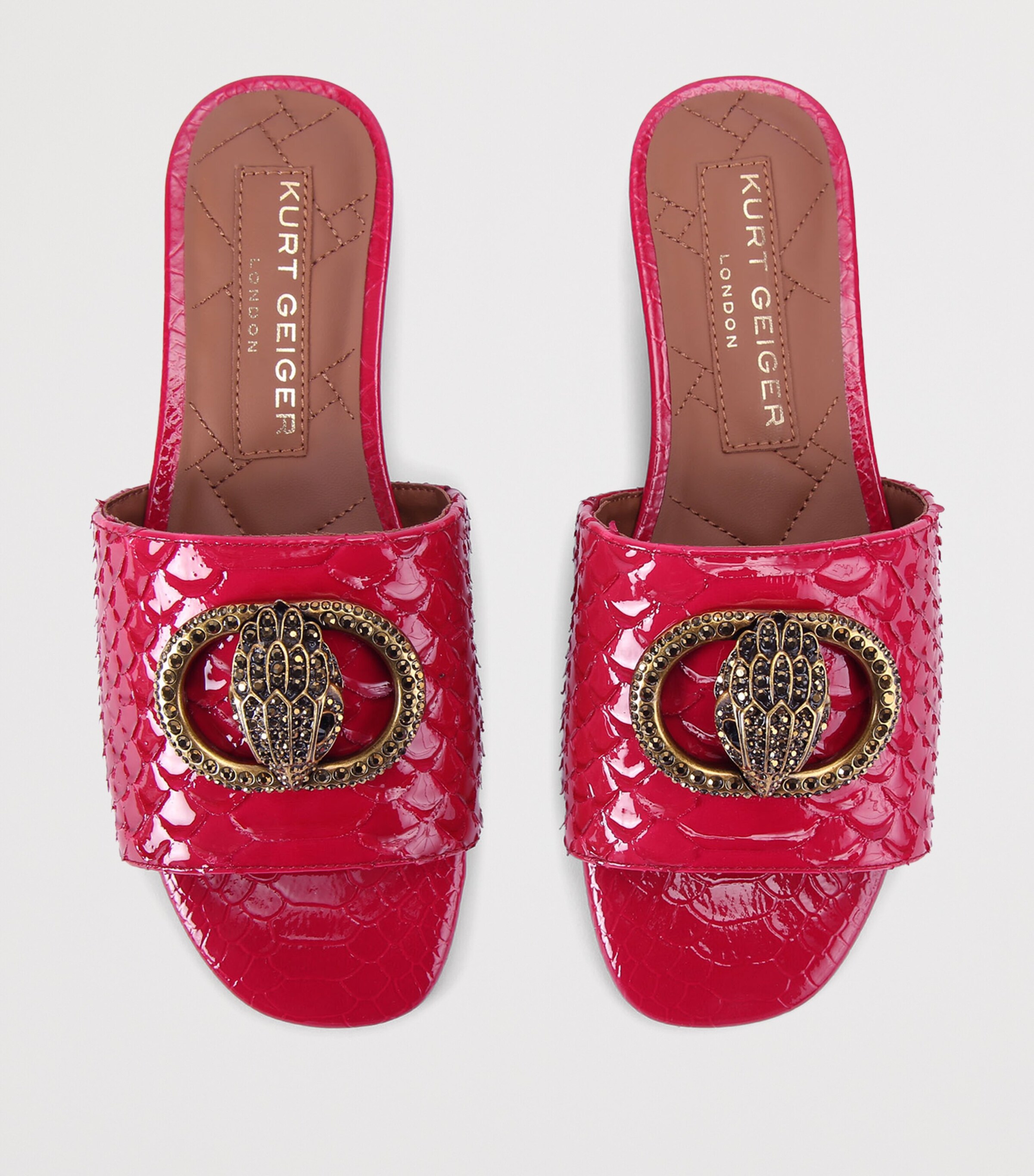 Kurt Geiger London Leather Chelsea Flat Sandals Fuchsia Image 4