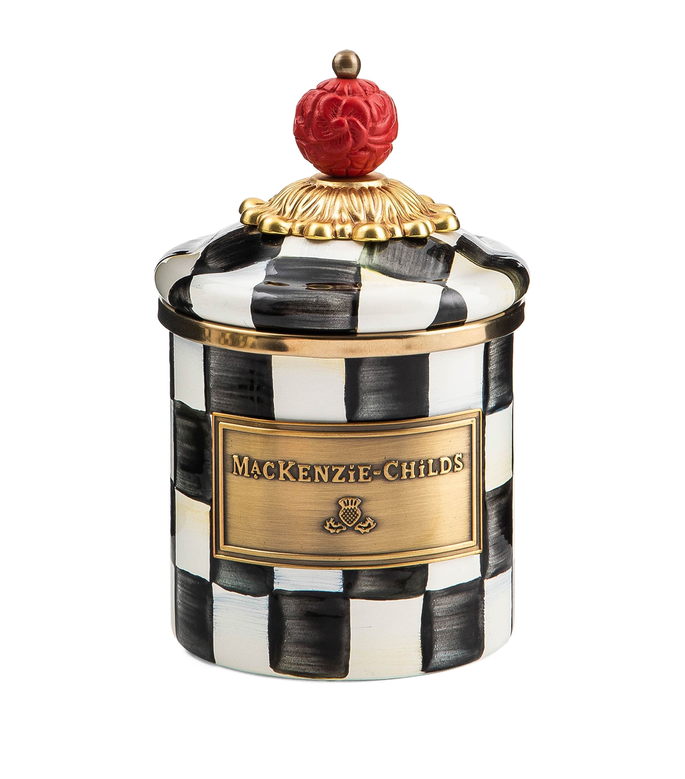 Mackenzie-childs Mini Courtly Check Canister In Black