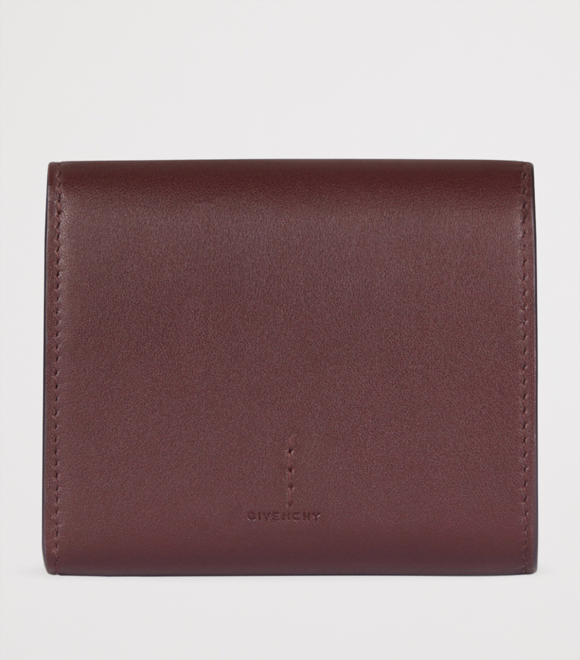 Leather Mini Day Trifold Wallet BURGUNDY Image 2