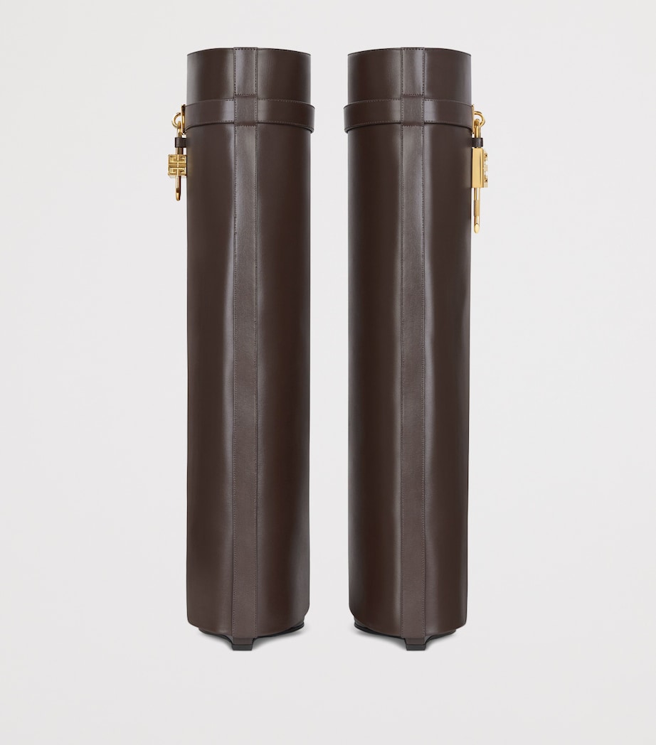 Leather Shark Lock Knee-High Boots 90 BROWN Image 5