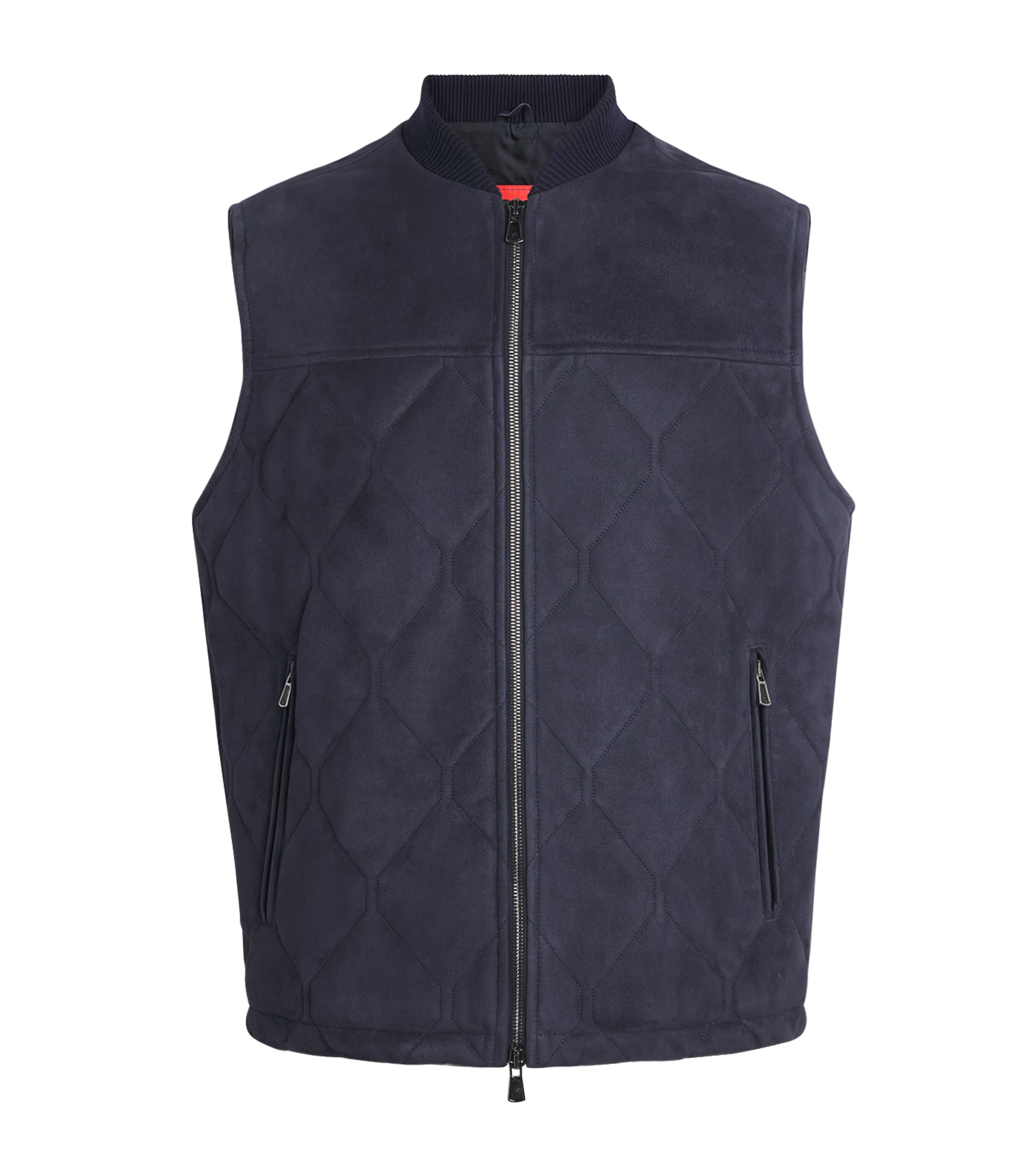 Isaia Mens Suede Quilted Gilet Image 1