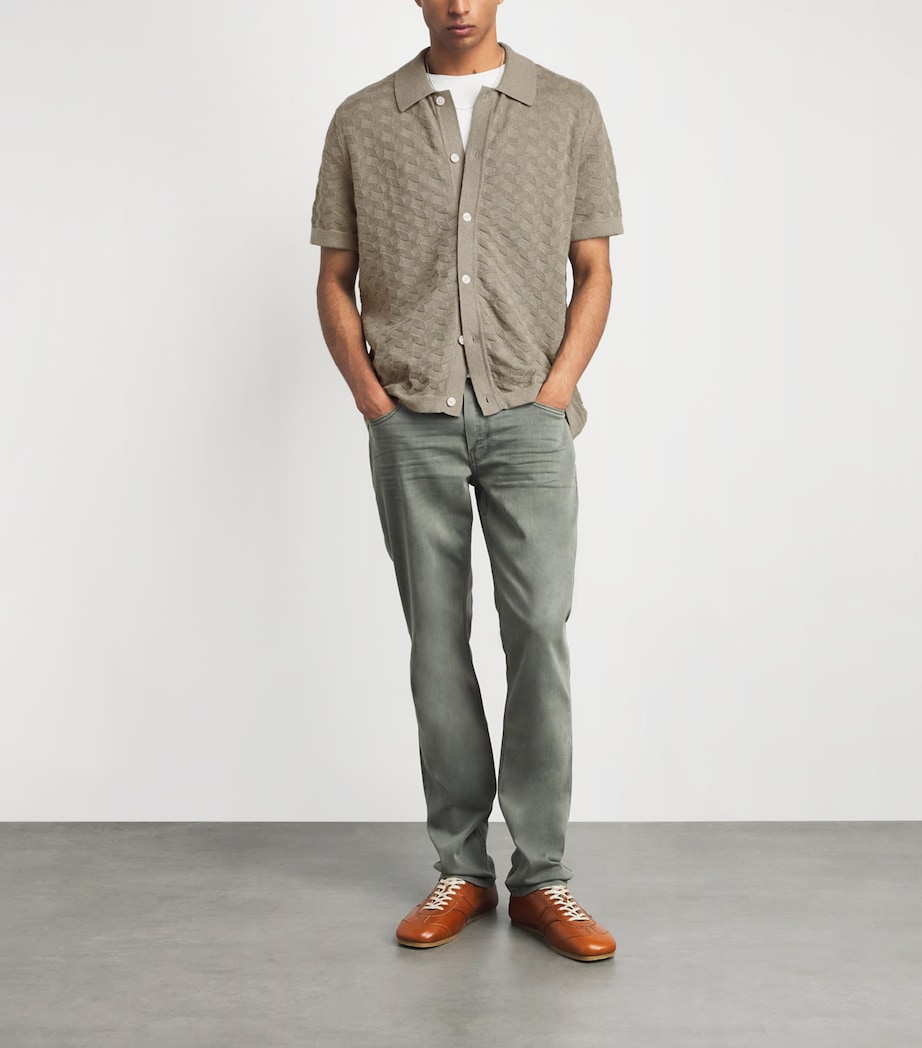 PAIGE Mens Cotton-Linen Mendez Shirt Dried Lemongrass Image 2