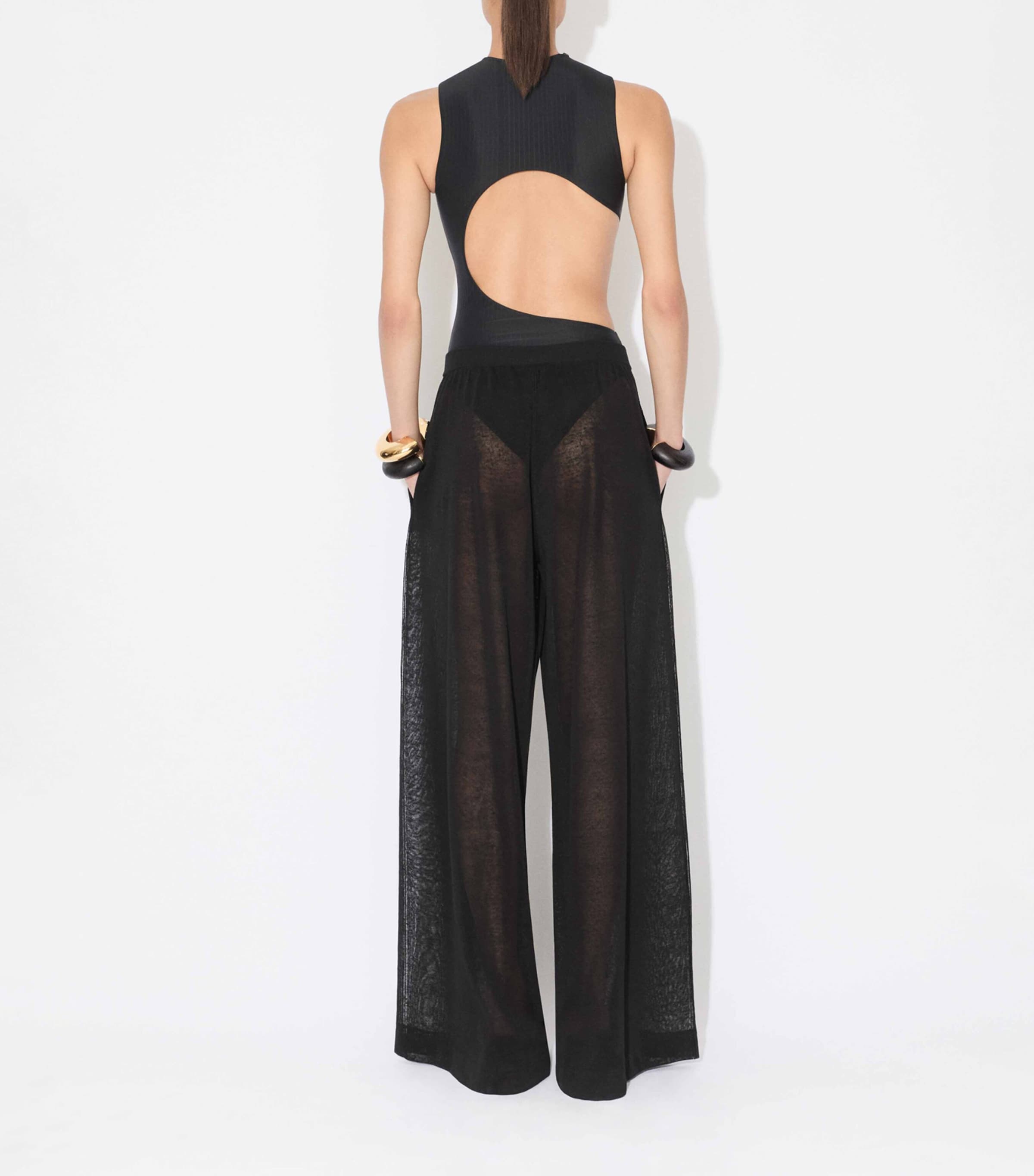 Linen-Silk Wide-Leg Trousers NOIR ALAIA Image 3