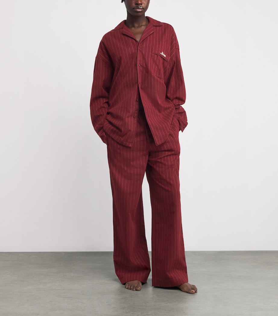 Flannel Pinstripe Pyjama Set MERLOT STRIPE Image 2
