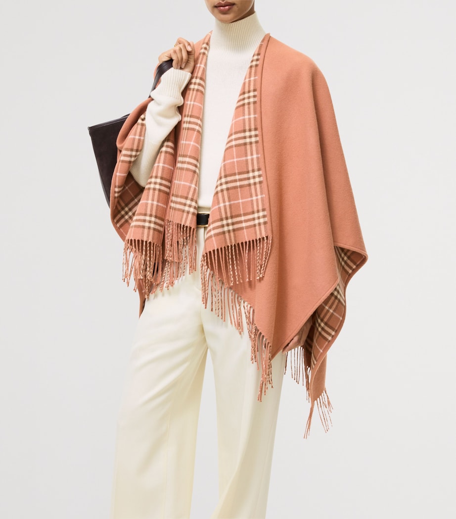Burberry Wool Reversible Check Cape Clay Pink Image 2