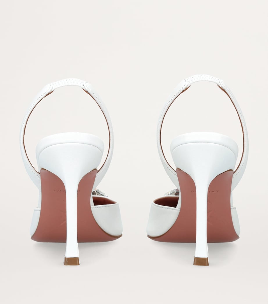 Leather Camelia Slingback Pumps 90 WHITE Image 2