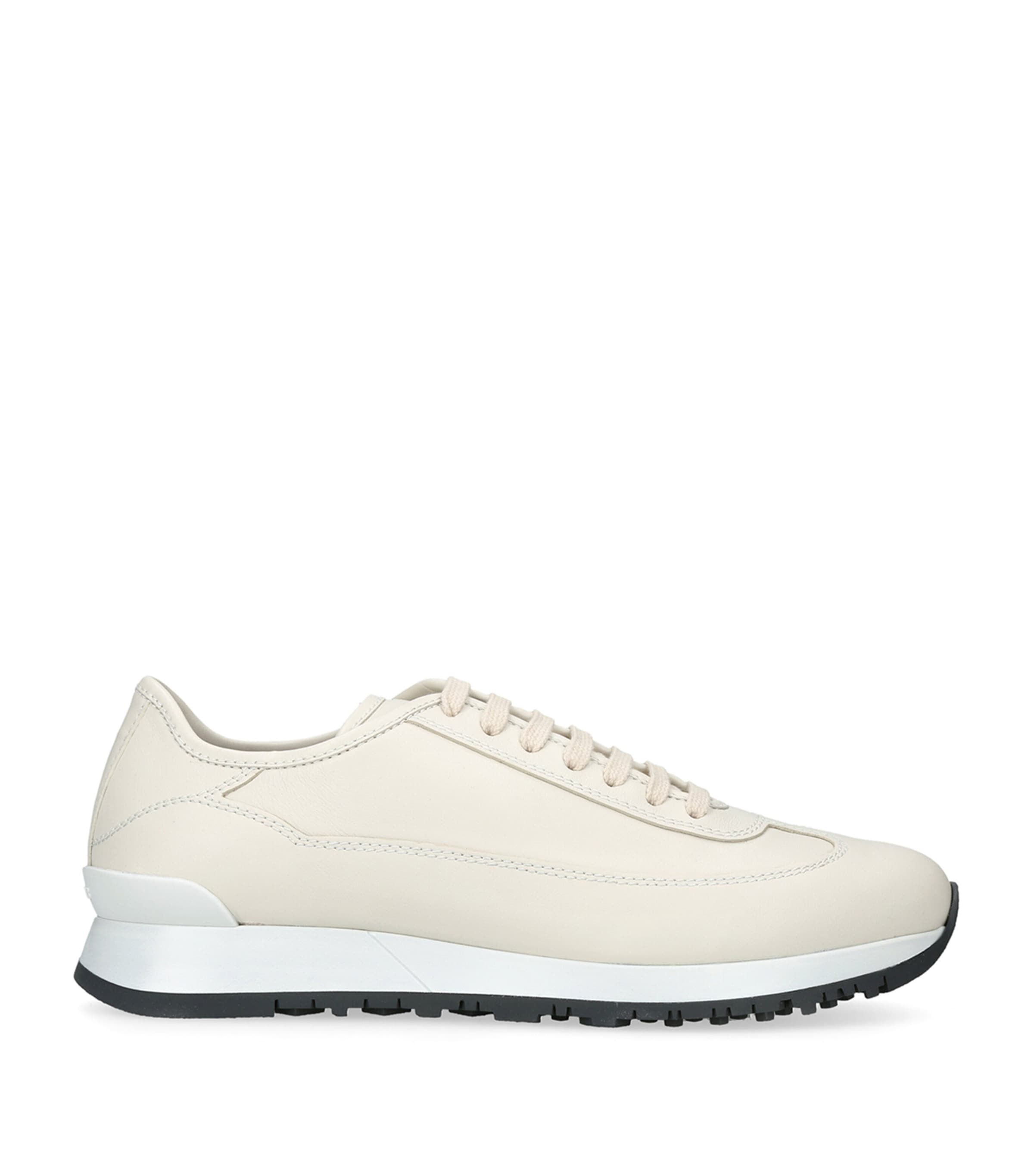 John Lobb Mens Bone Foundry Ii Leather Low-top Trainers In Beige