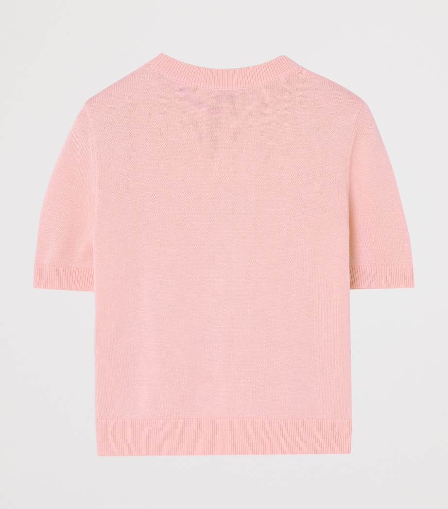 Burberry Kids Cotton-Wool EKD Top (4-12 Years) Peony Pink Image 2