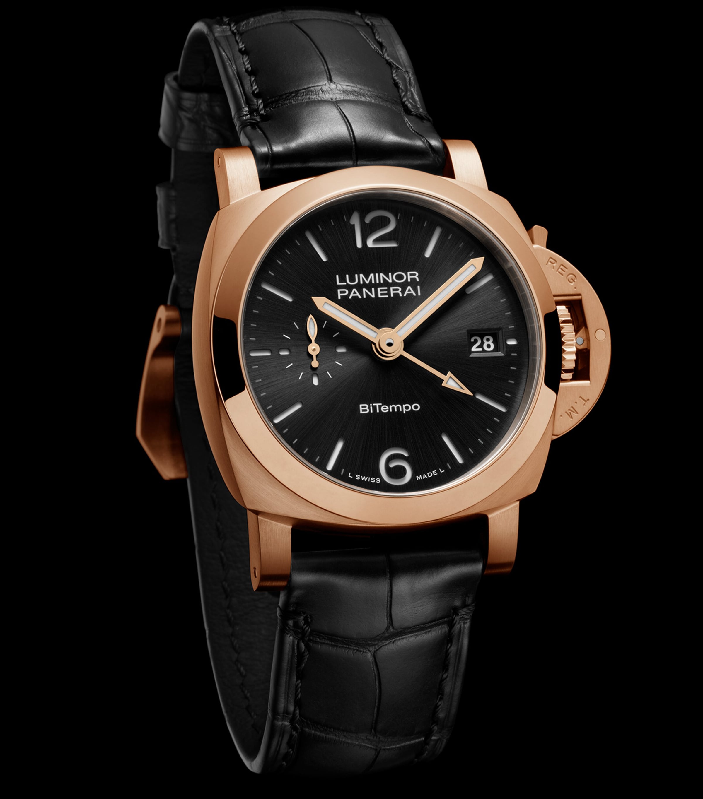 Panerai Goldtech Luminor Quaranta BiTempo Watch 40mm Black Image 2