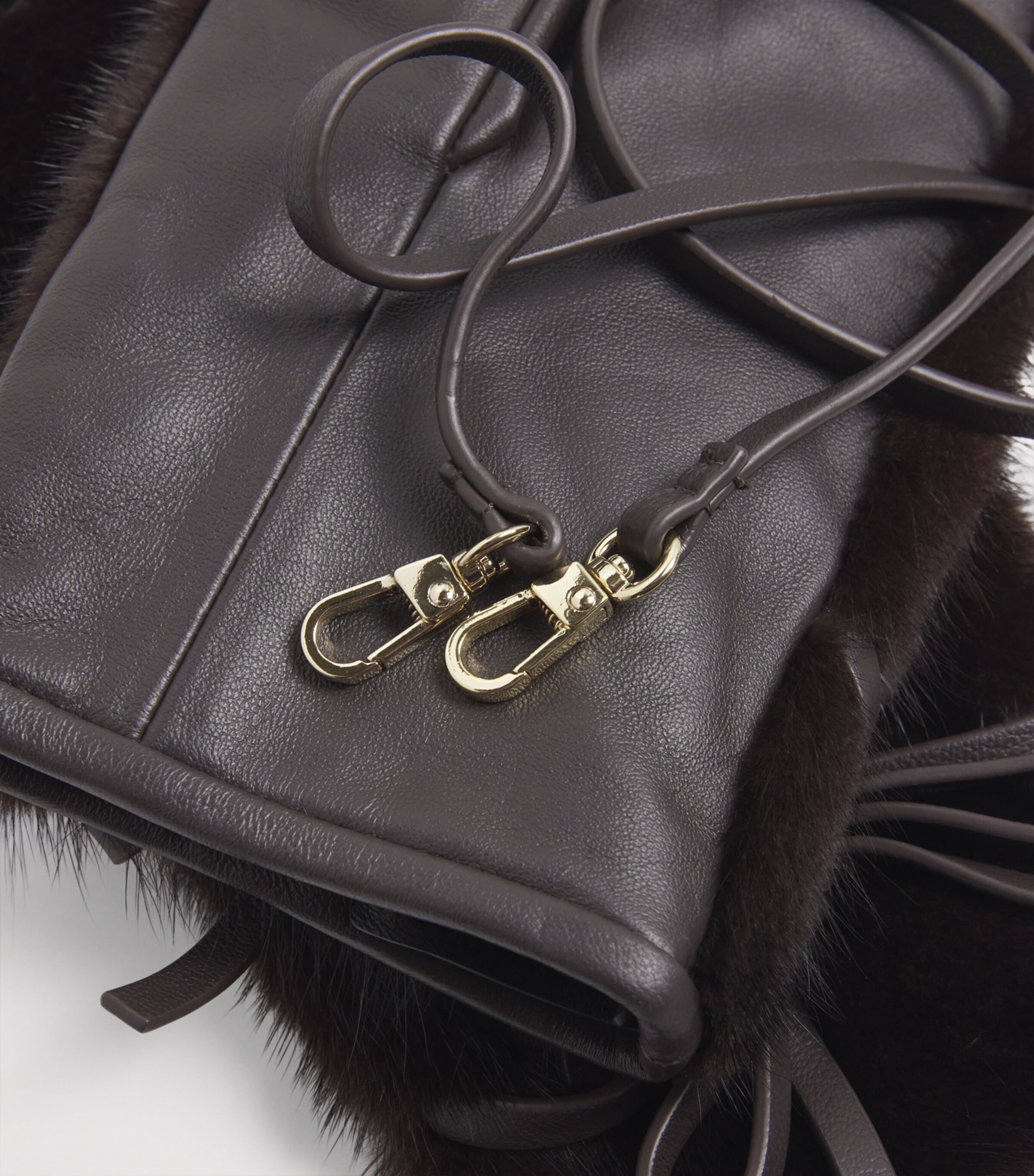 Yves Salomon Mink Fur-Leather Mittens Maho Image 4