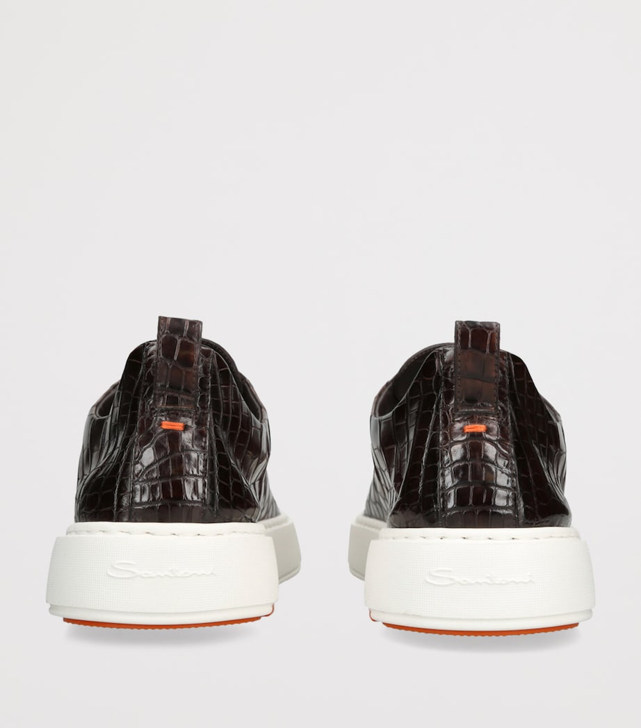 Crocodile Leather Clean Icon Sneakers DARK BROWN Image 2