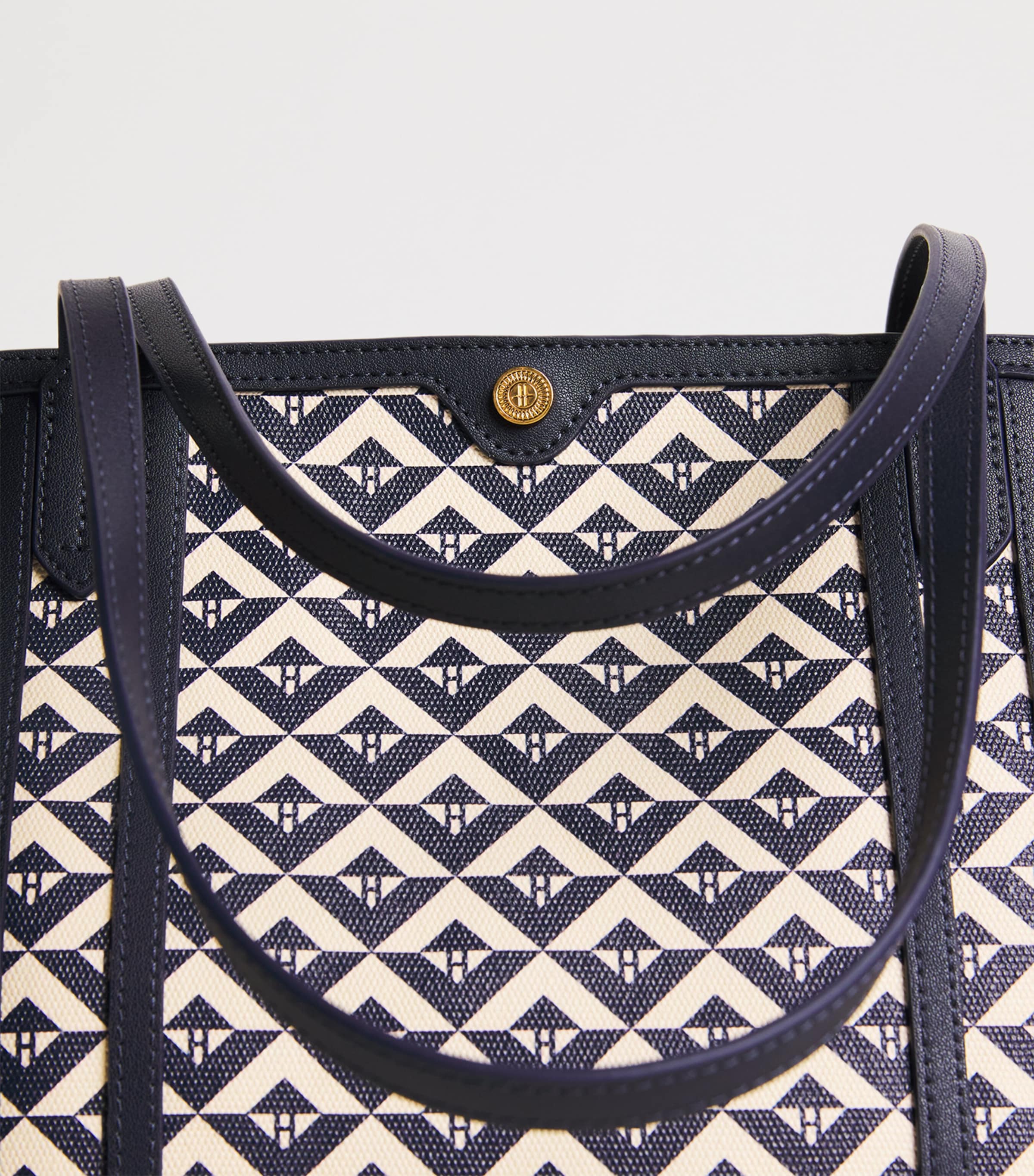 Coated Canvas Geometric Tote Bag NAVY Image 6
