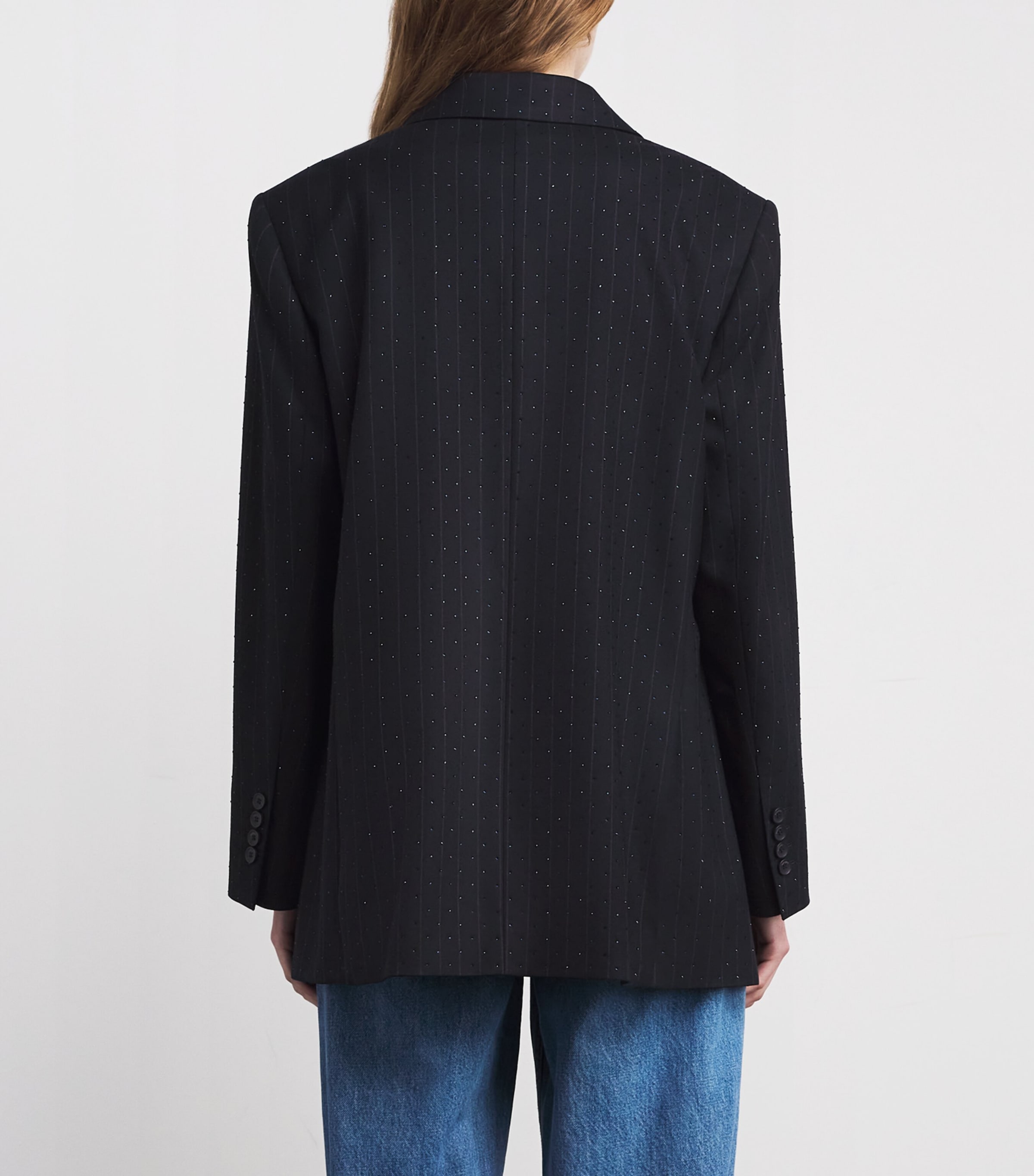 Pinstripe Rhinestone-Embellished Blazer NAVY BLUE Image 4