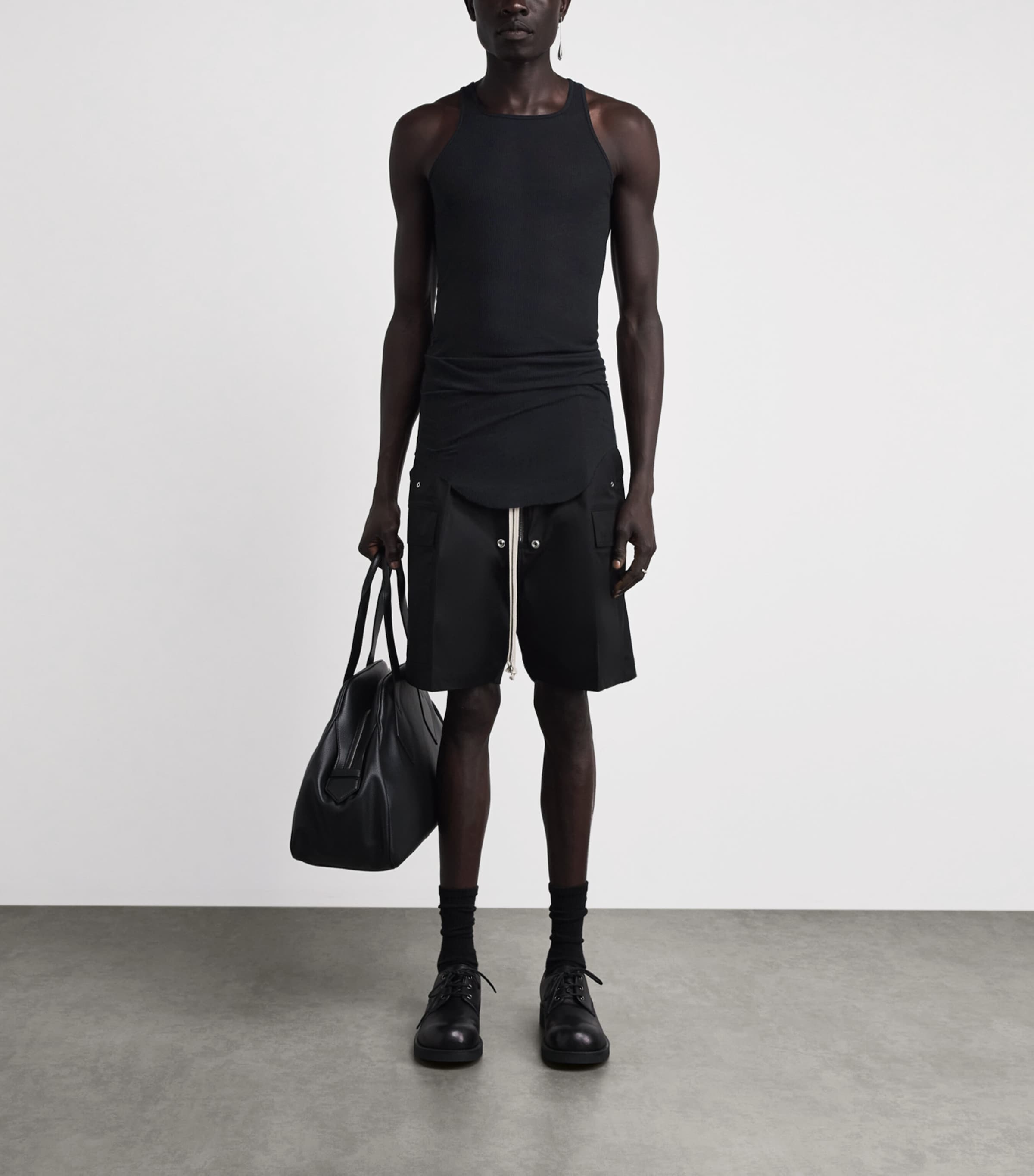 Rick Owens Mens Basic Ribbed Tank Top Black Image 2