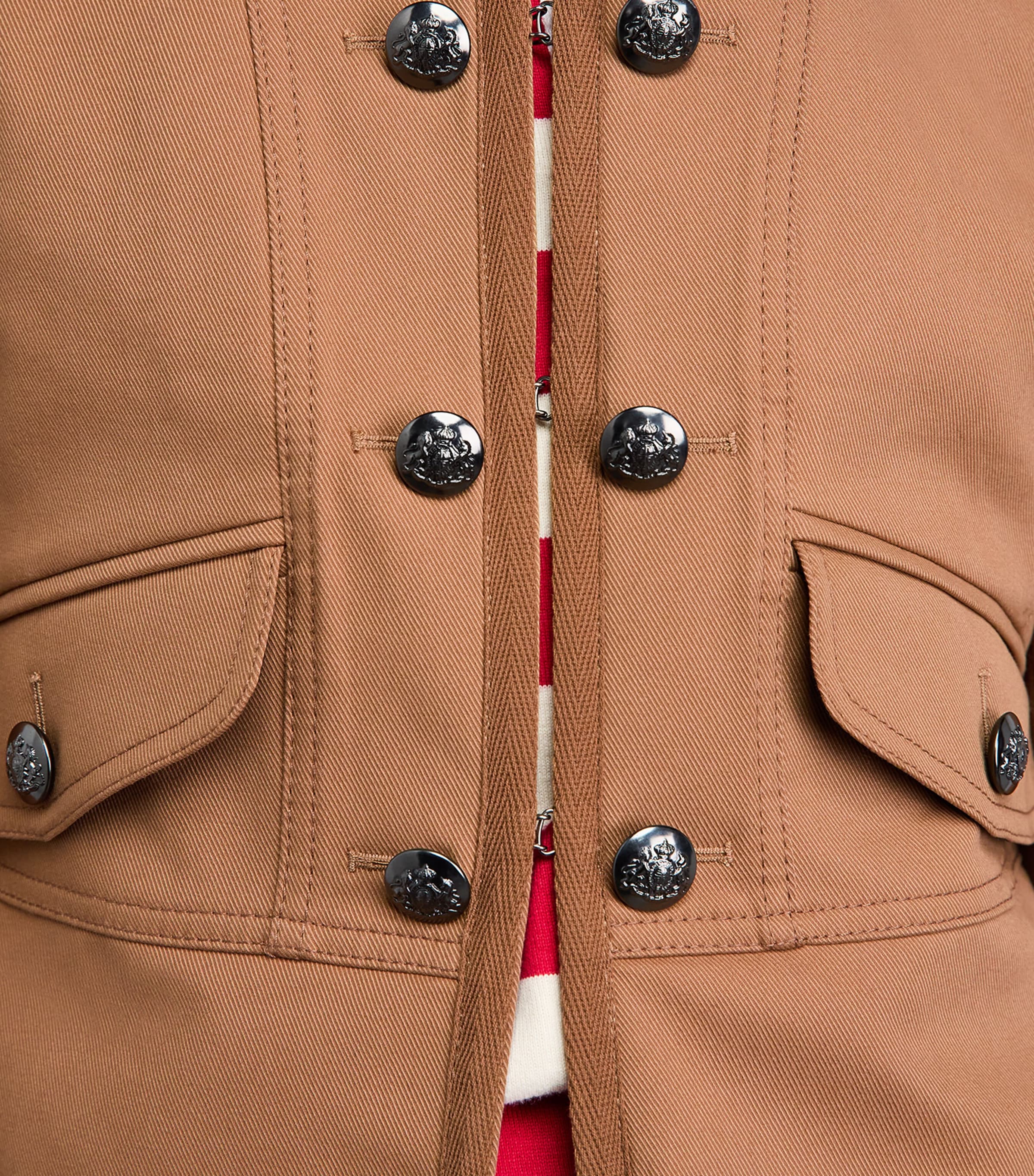 ME+EM Womens Stretch-Cotton Fitted Military Jacket Light Walnut Brown Image 3