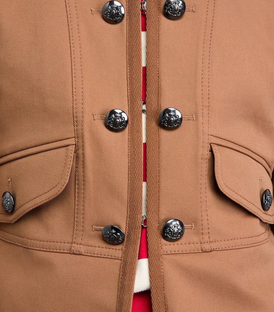 ME+EM Womens Stretch-Cotton Fitted Military Jacket Light Walnut Brown Image 3