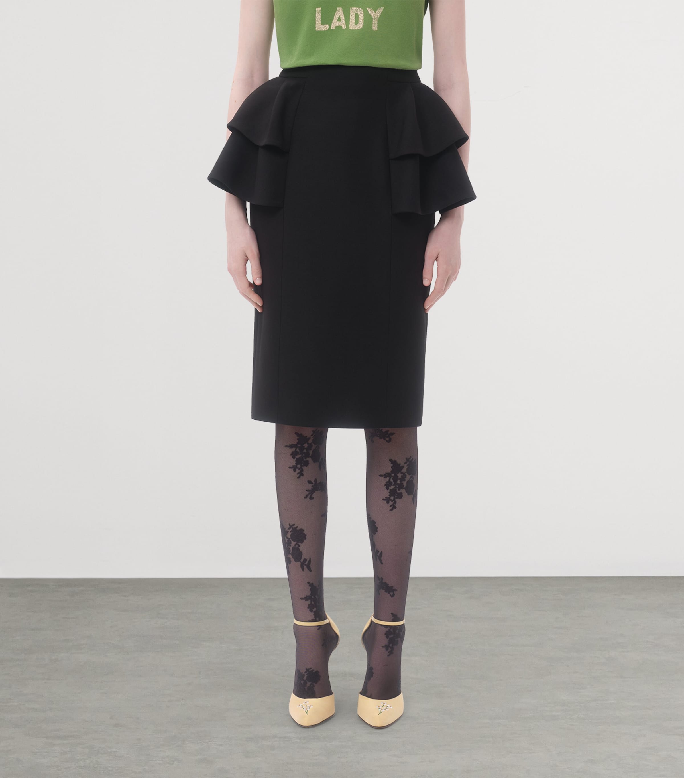 Valentino Womens Wool-Silk Ruffled Midi Skirt Image 2