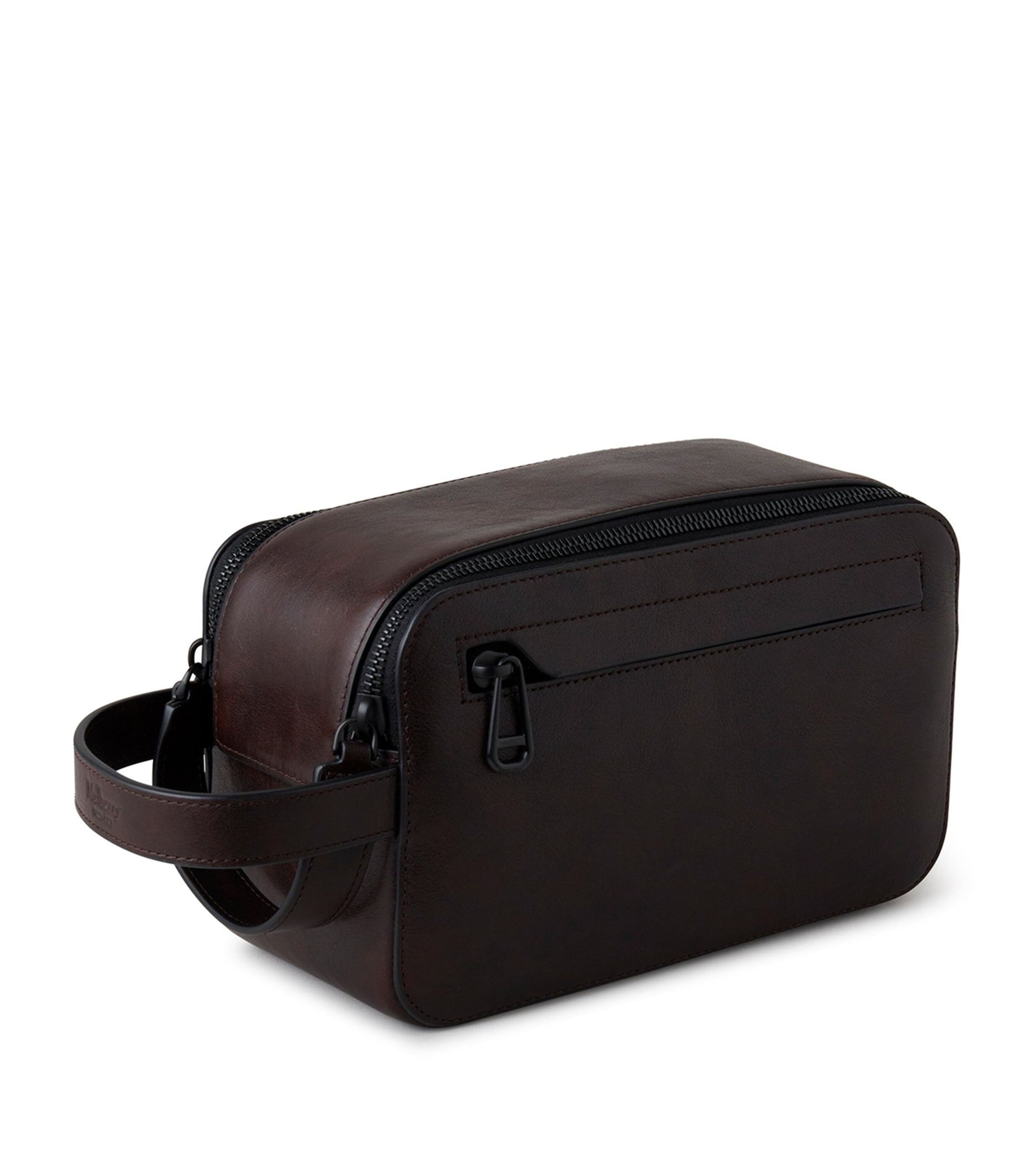 Leather Double-Zip Wash Bag DARK CHOCOLATE Image 2