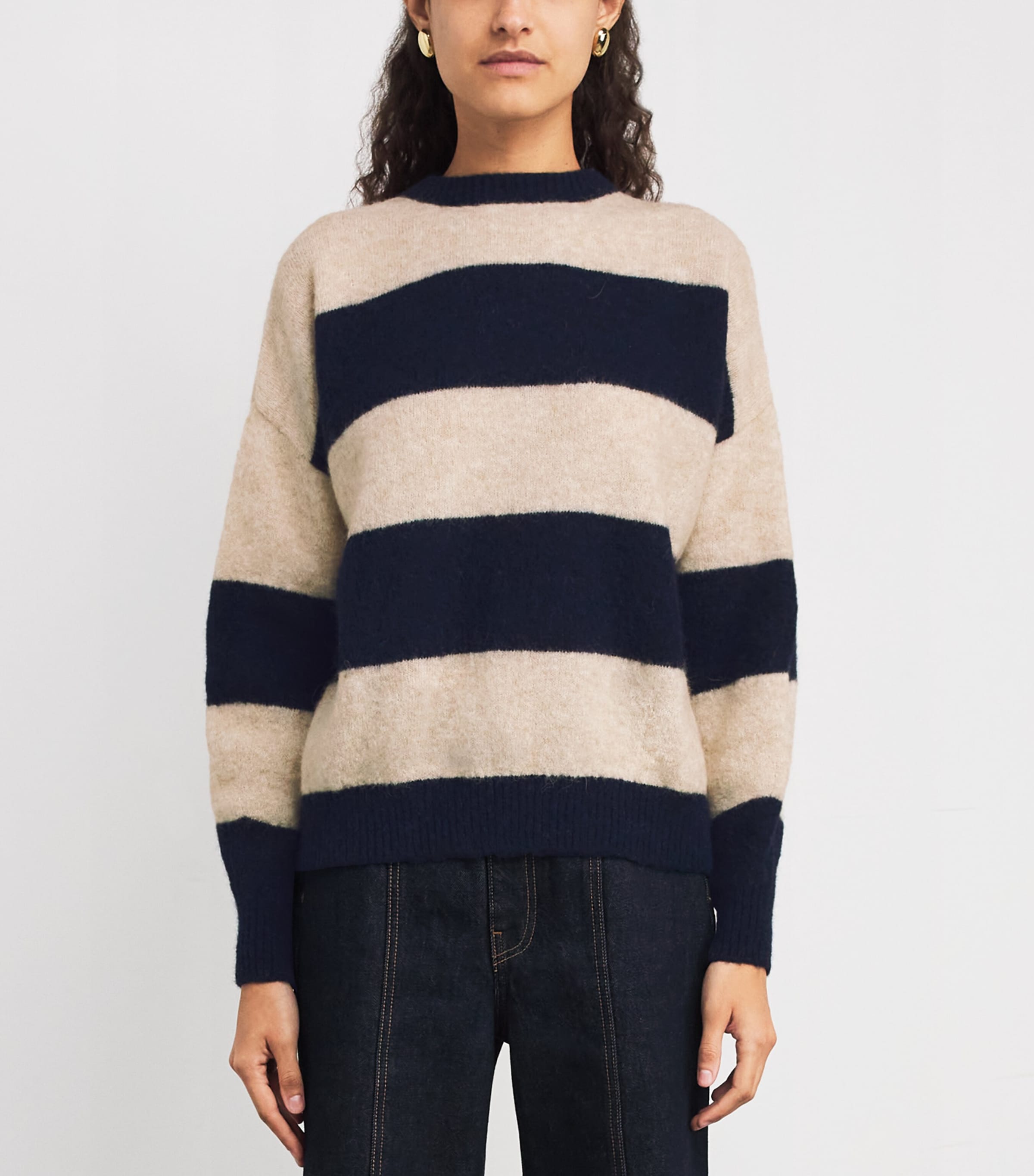 Stripe Crew-Neck Sweater NAVY Image 3