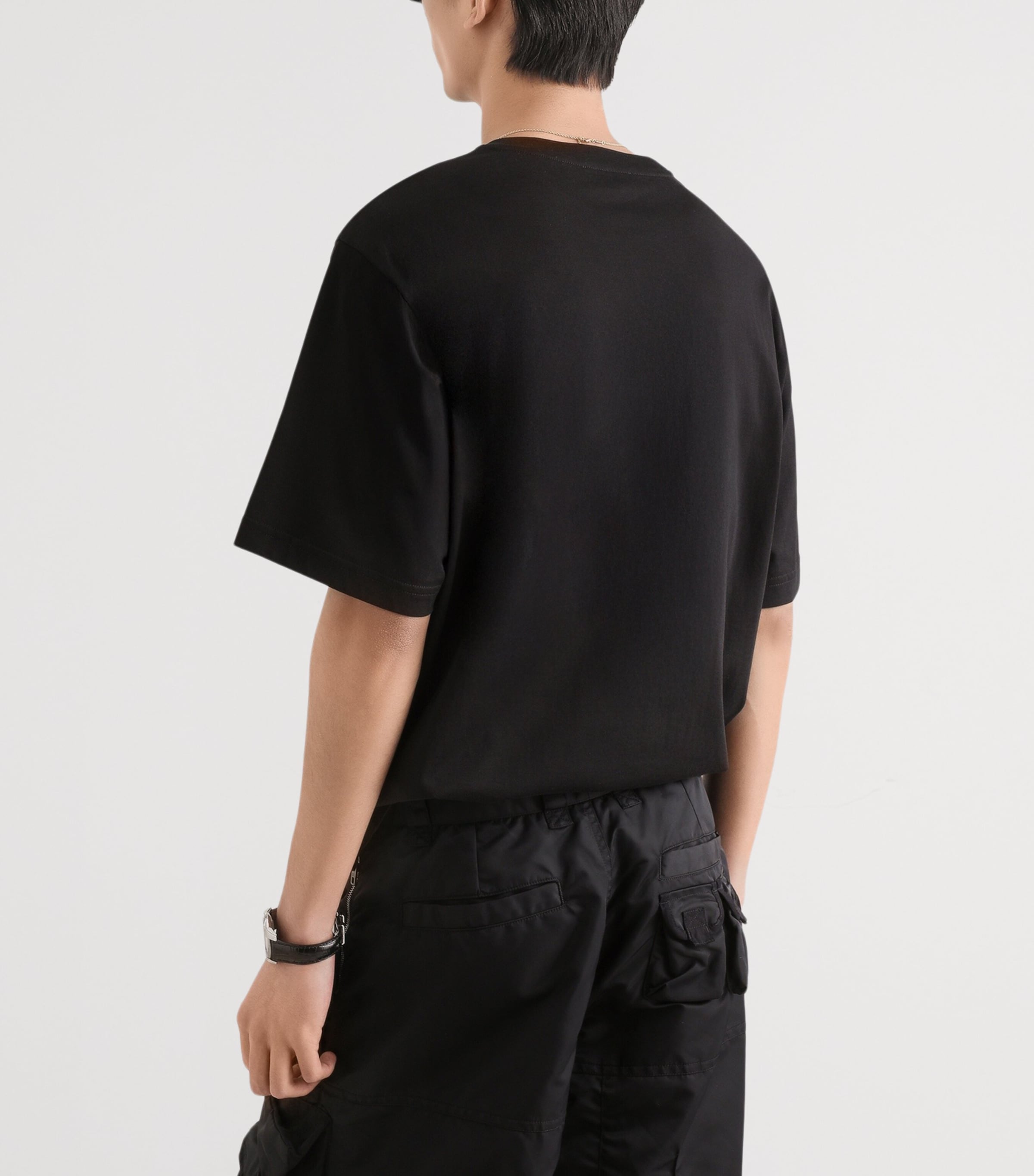 Cotton Logo Patch T-Shirt N0000-BLACK Image 3