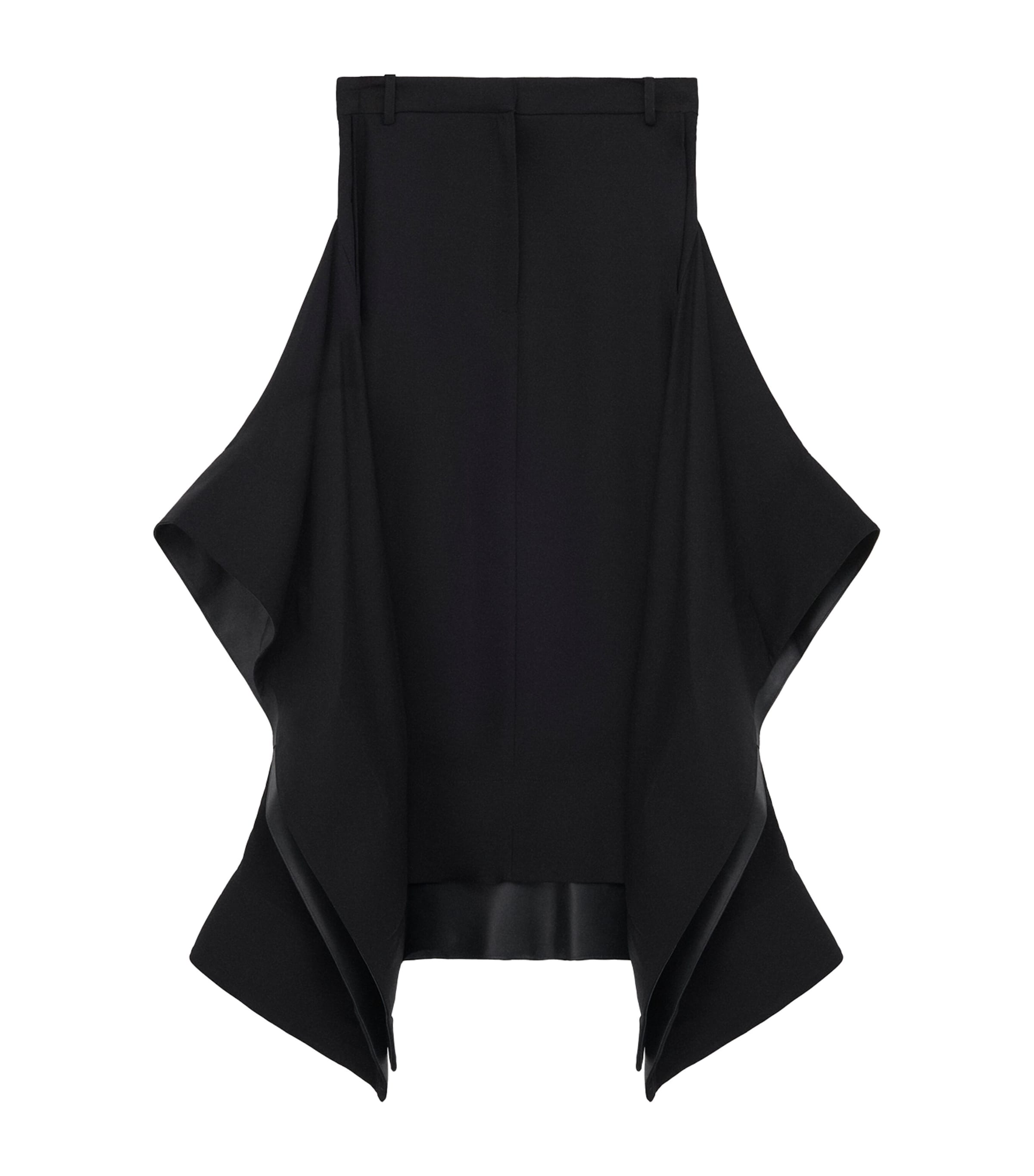 Loewe Leather-trim Side-pleat Midi Skirt In Black