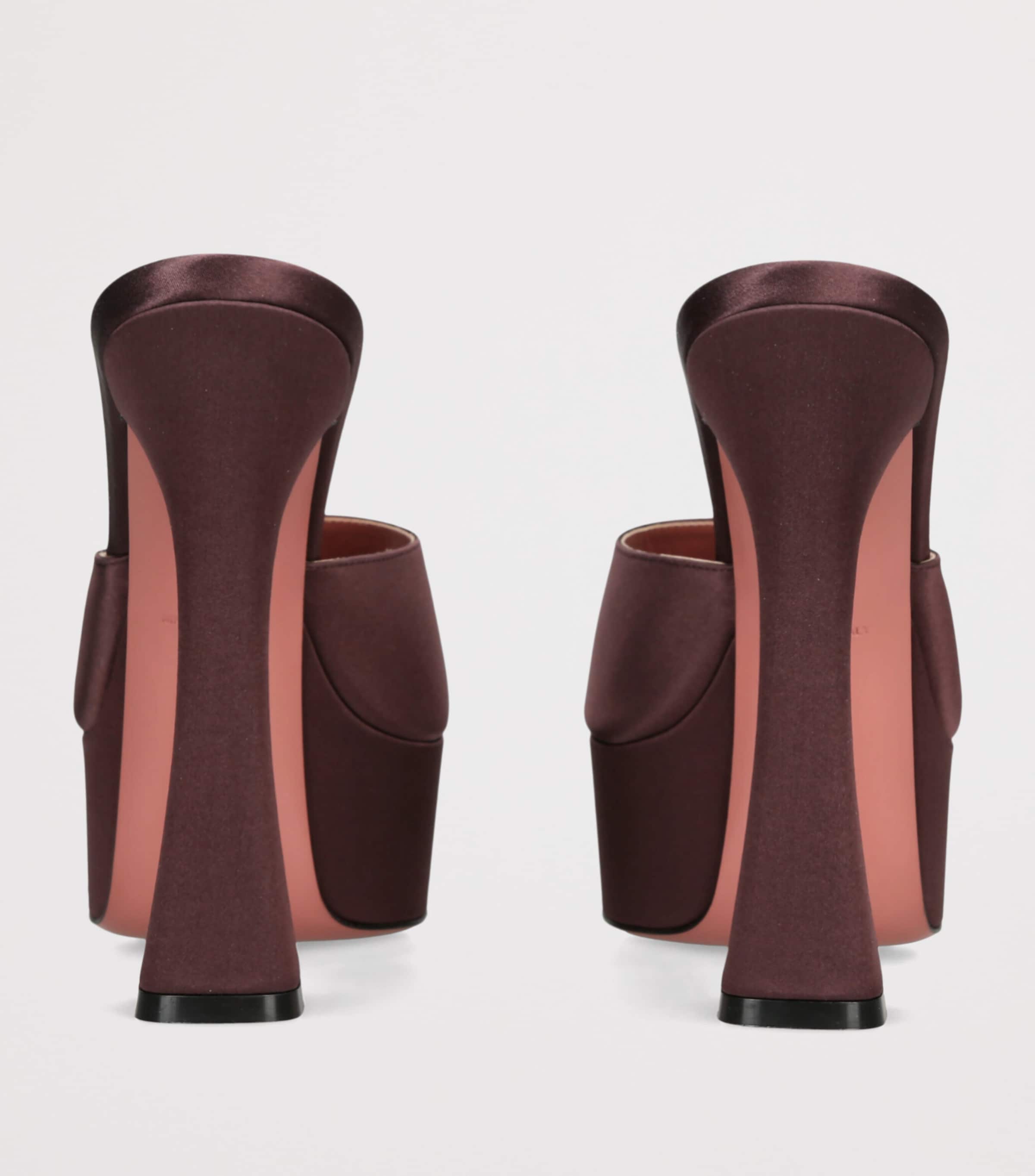 Amina Muaddi Satin Dalida Mules 140 Dark Brown Image 4