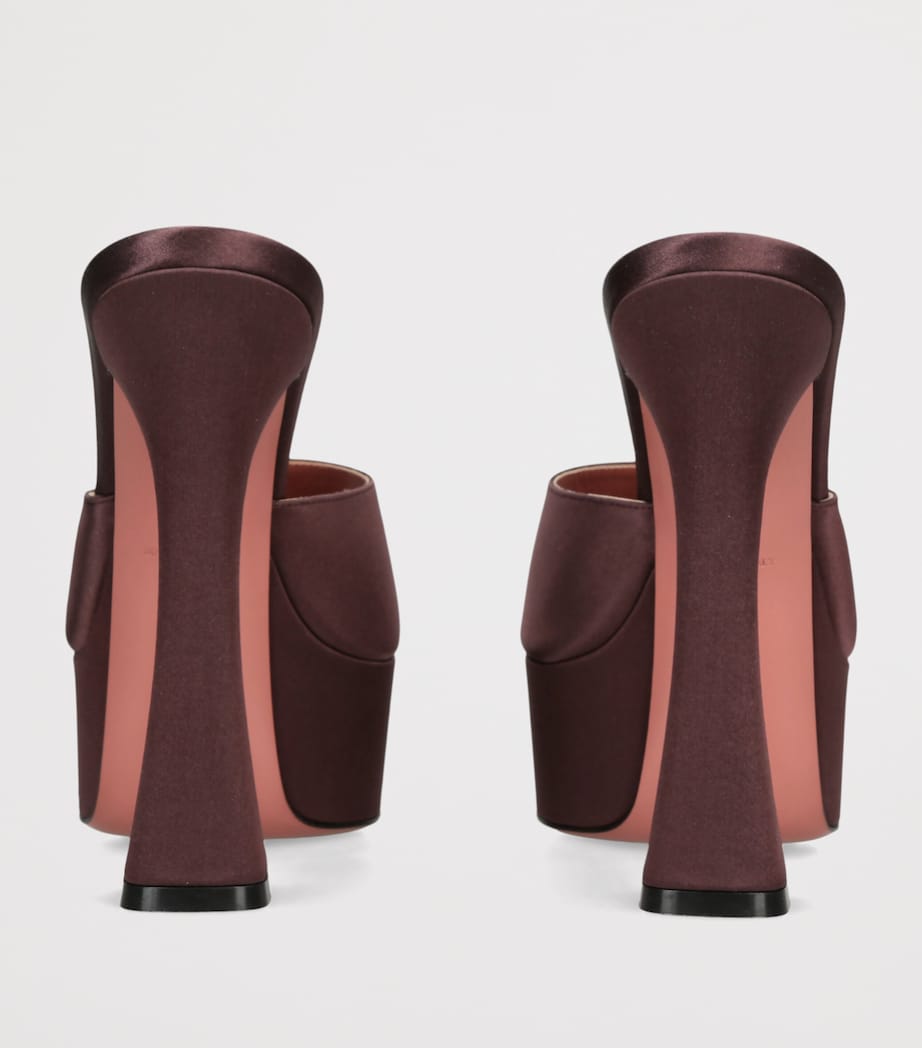 Amina Muaddi Satin Dalida Mules 140 Dark Brown Image 4