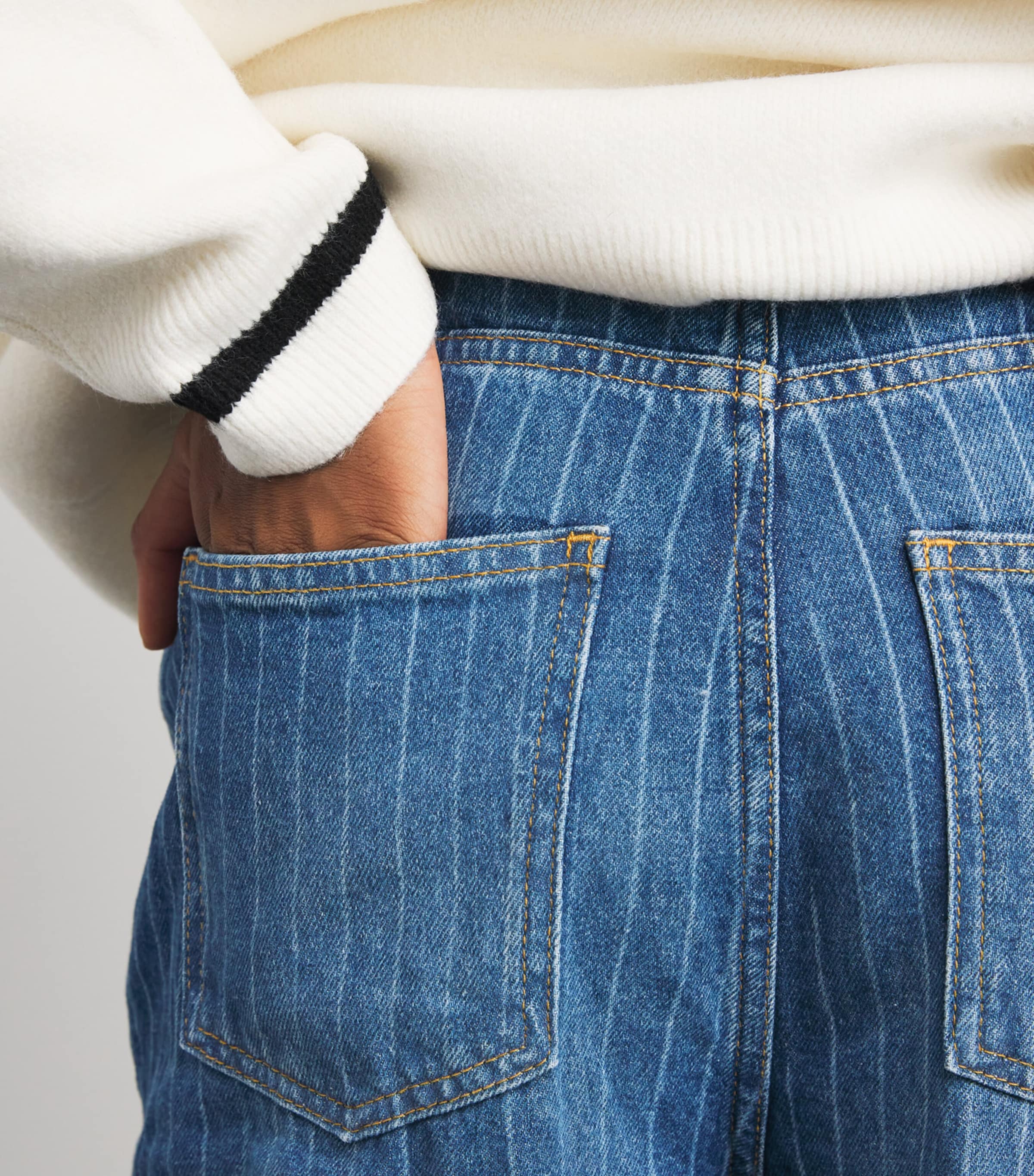 Stripe Wide-Leg Jeans BLUE JEAN Image 6