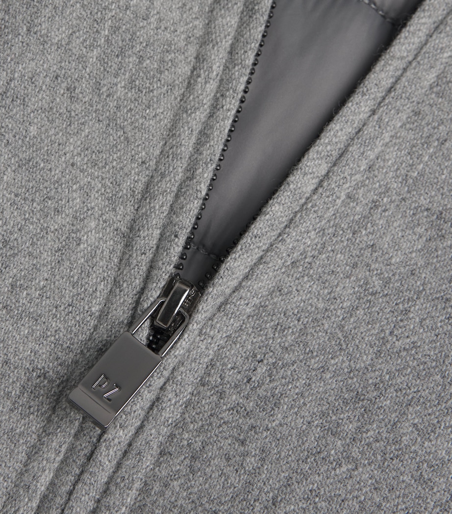 Pal Zileri Mens Wool-Blend Padded Bomber Jacket Light Grey Image 6