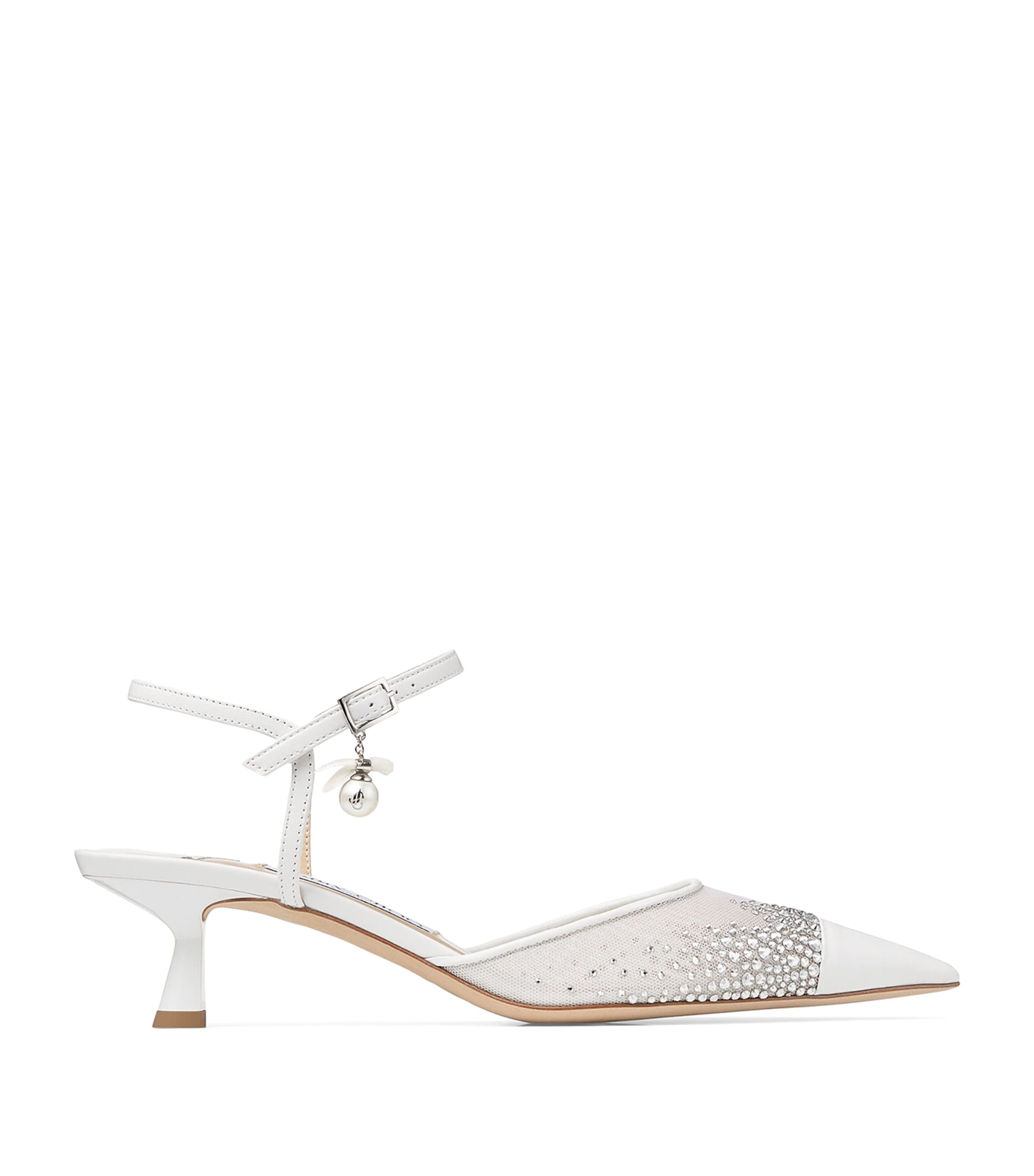 Jimmy Choo Aren Sb 45 Mesh-leather Pumps In White
