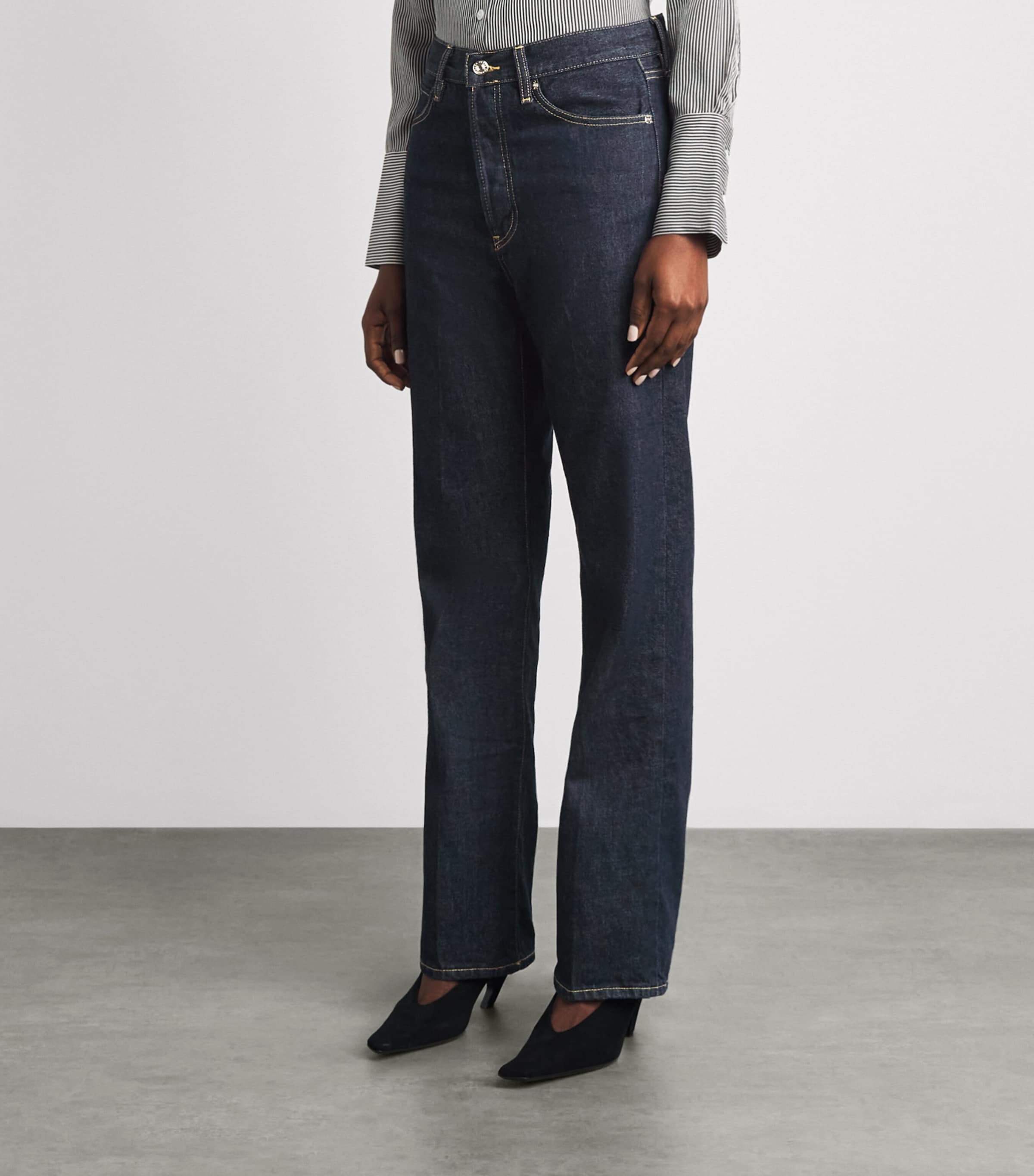FRAME Womens The Vertical Straight Jeans Rinse Image 4