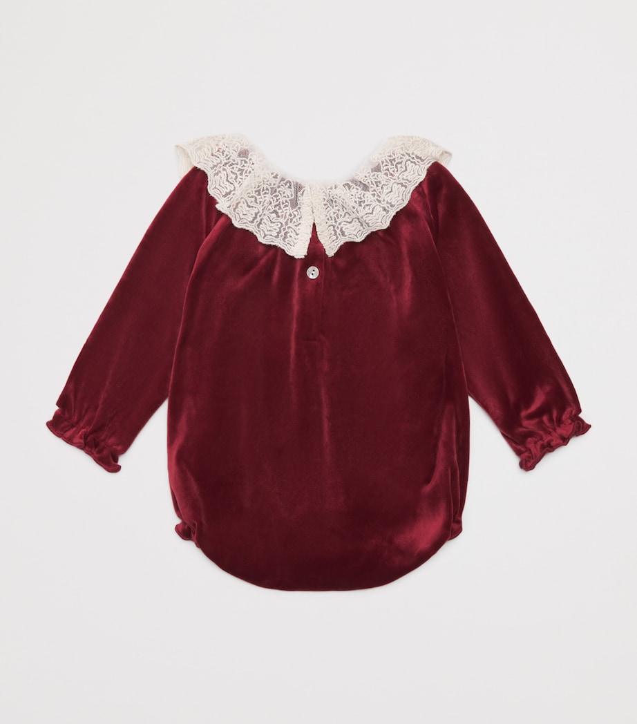 Velour Venola Bodysuit (1-18 Months) S10016 RED DAHLIA Image 2