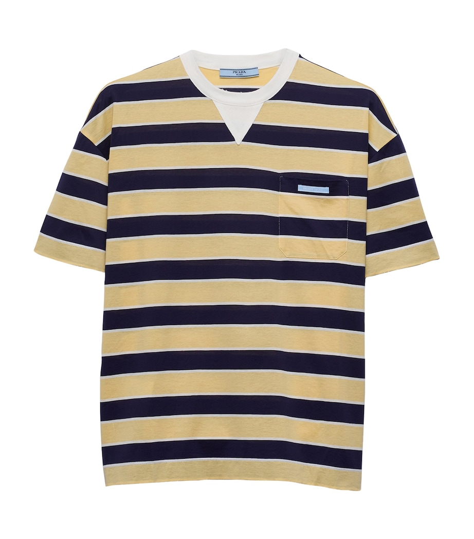 Prada Womens Cotton Stripe Lisle T-shirt Image 1