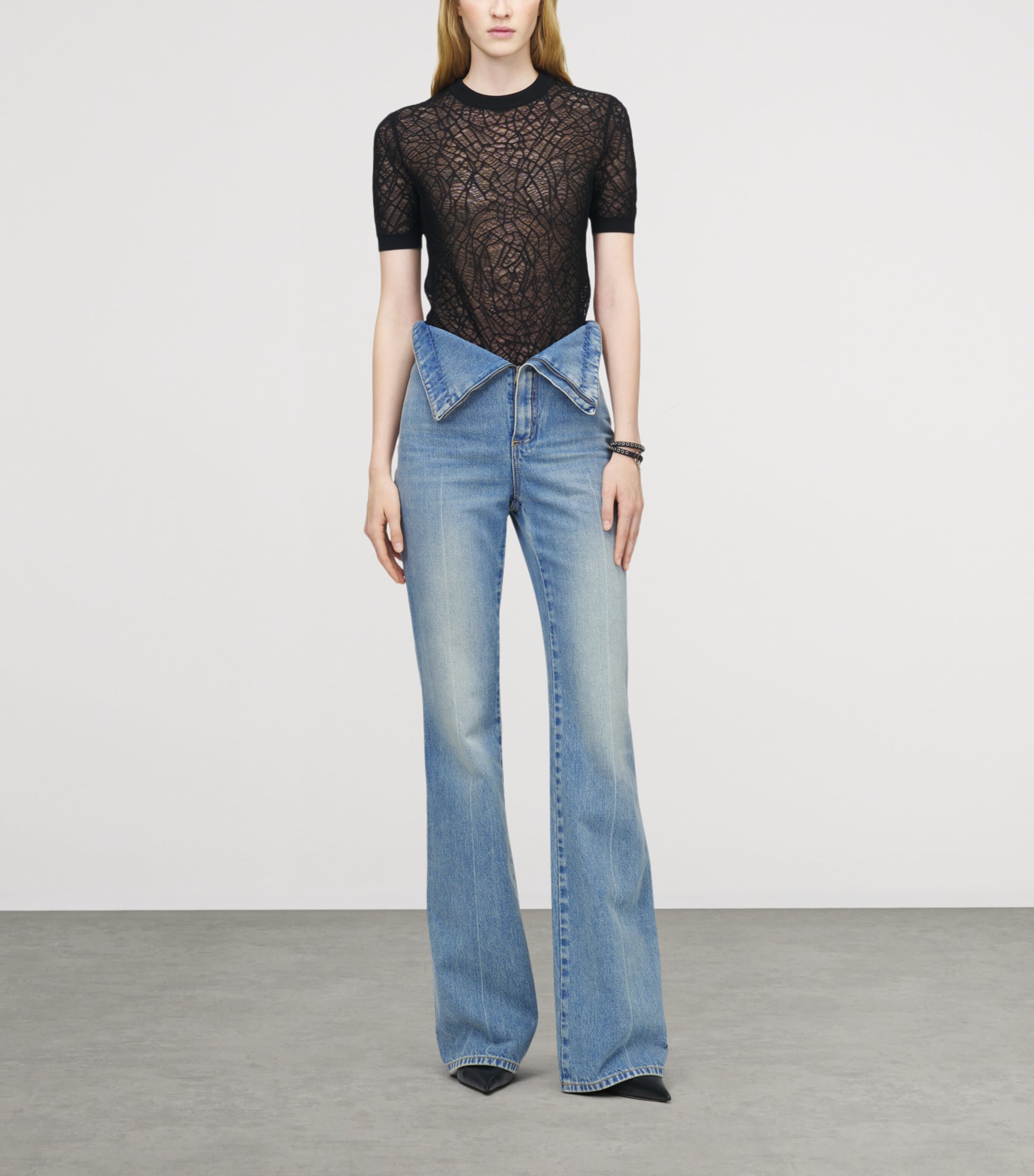 Foldover-Waist Flared Jeans 4383 Image 2