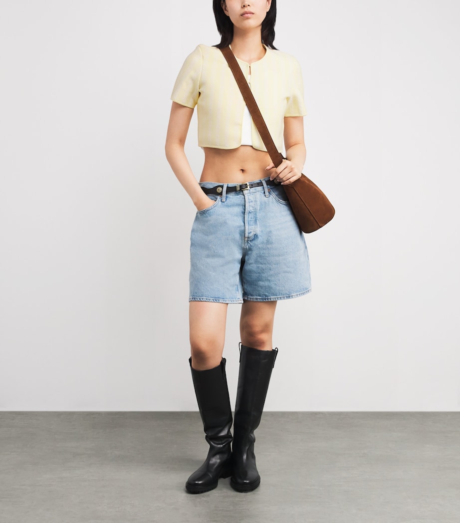 Jacquard Cropped Cardigan PALE YELLOW Image 2