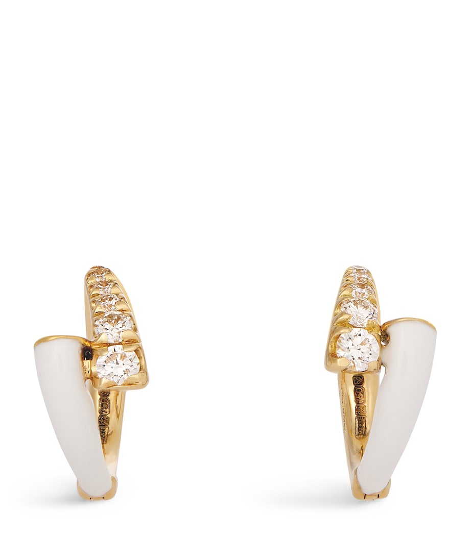 Yellow Gold, Diamond and Enamel Lola Huggie Earrings YELLOW GOLD Image 1