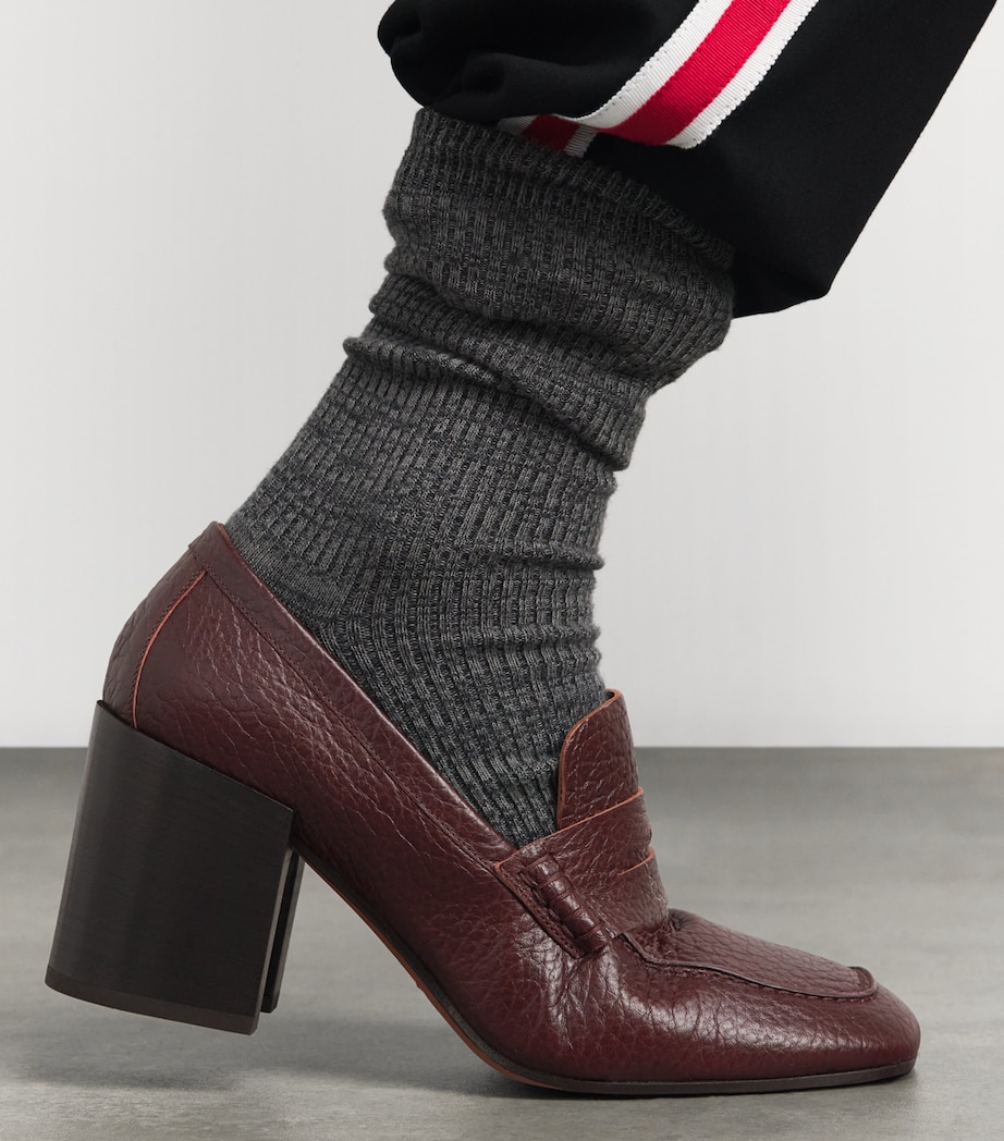 DRIES VAN NOTEN Womens Leather Heeled Loafers 70 Wine Image 2