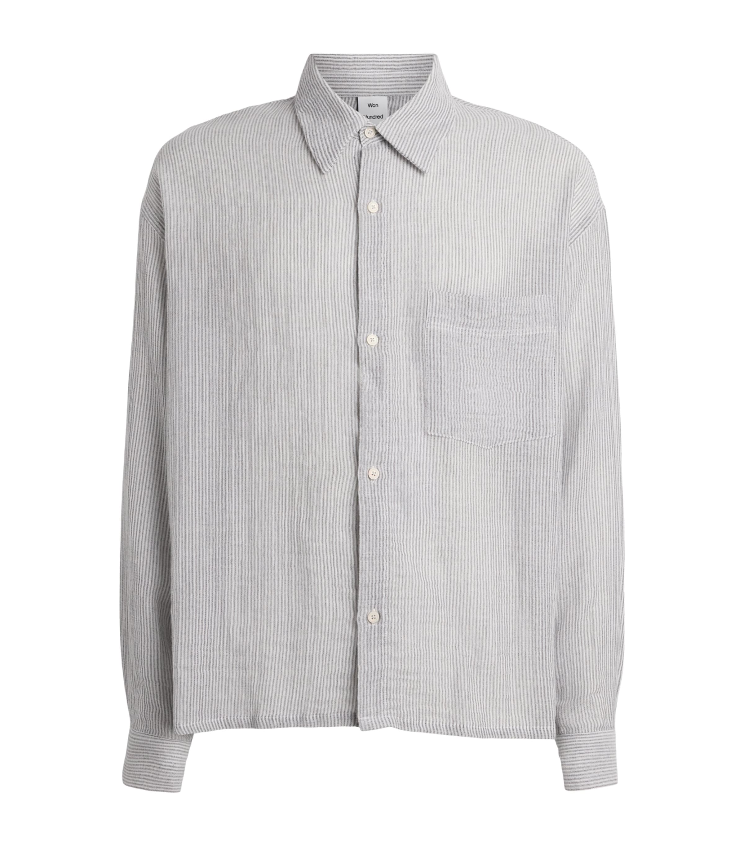 Won Hundred Mens Cotton Maza Shirt White Comb. Image 1