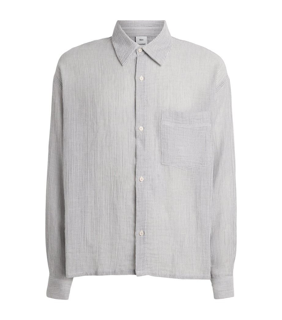 Won Hundred Mens Cotton Maza Shirt White Comb. Image 1