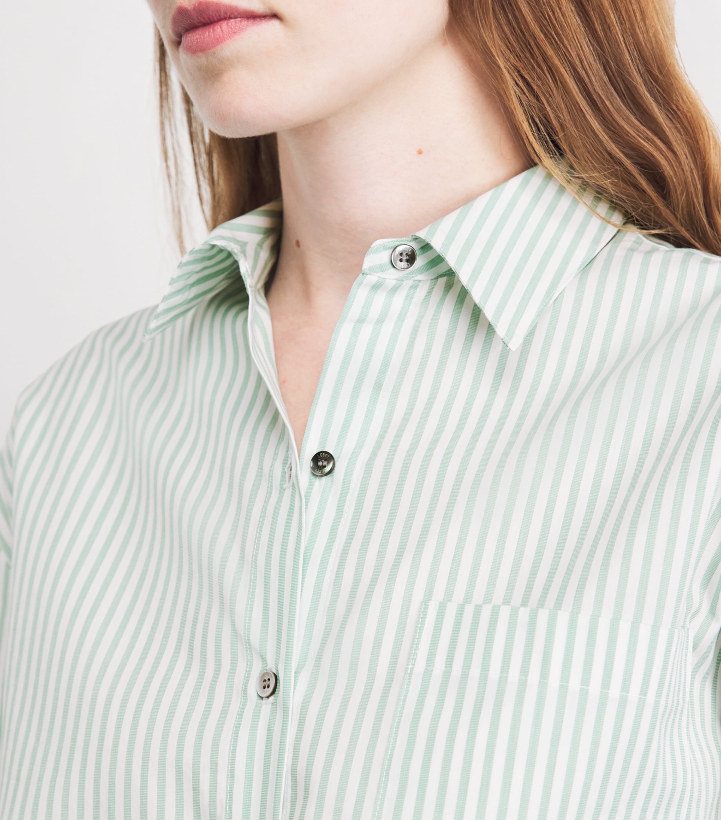 LESET Womens Cotton-Blend Stripe Yoshi Shirt Vert Stripe Image 3