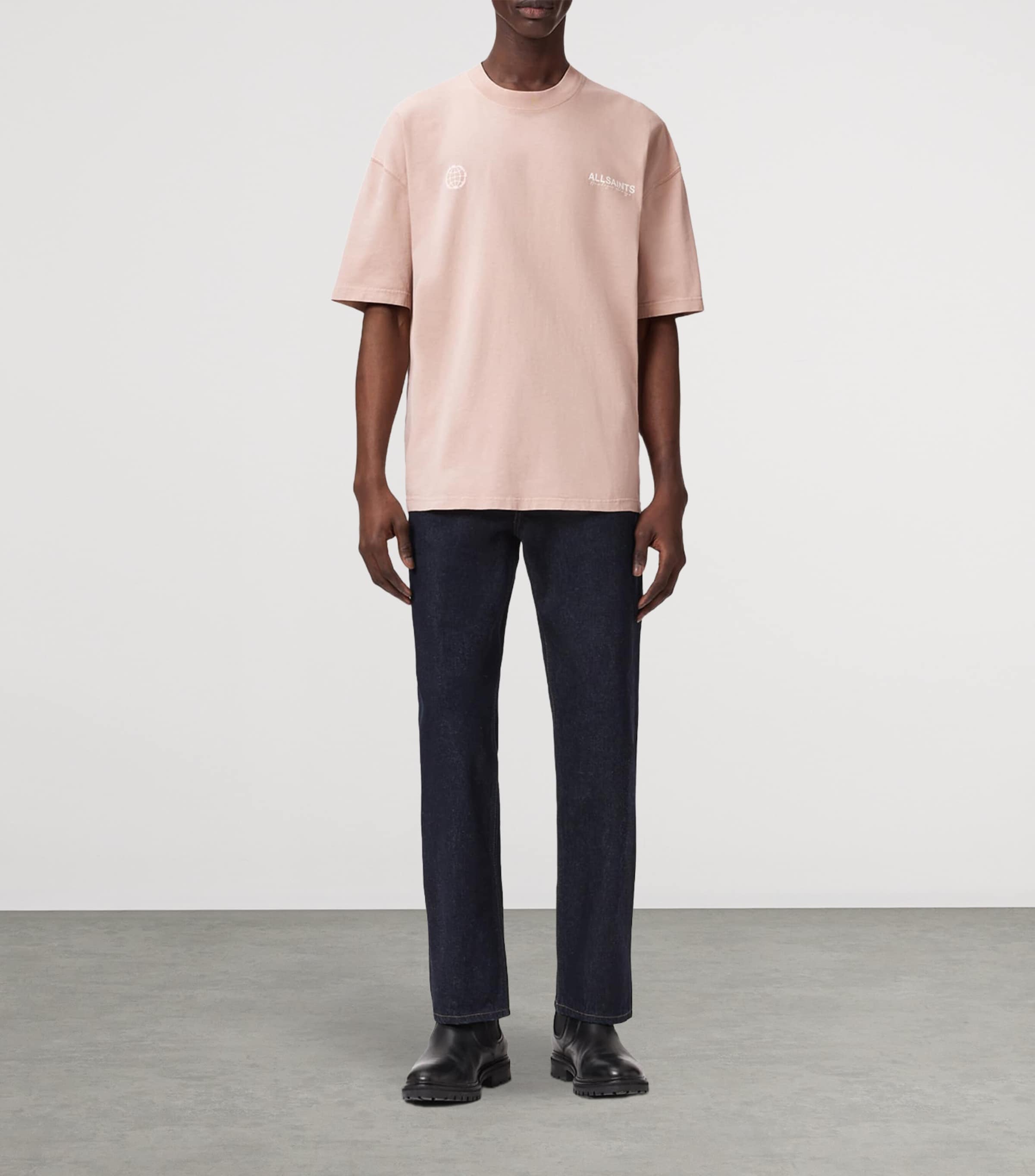 AllSaints Mens Organic Cotton Emblem T-Shirt Sunbaked Pink Image 2