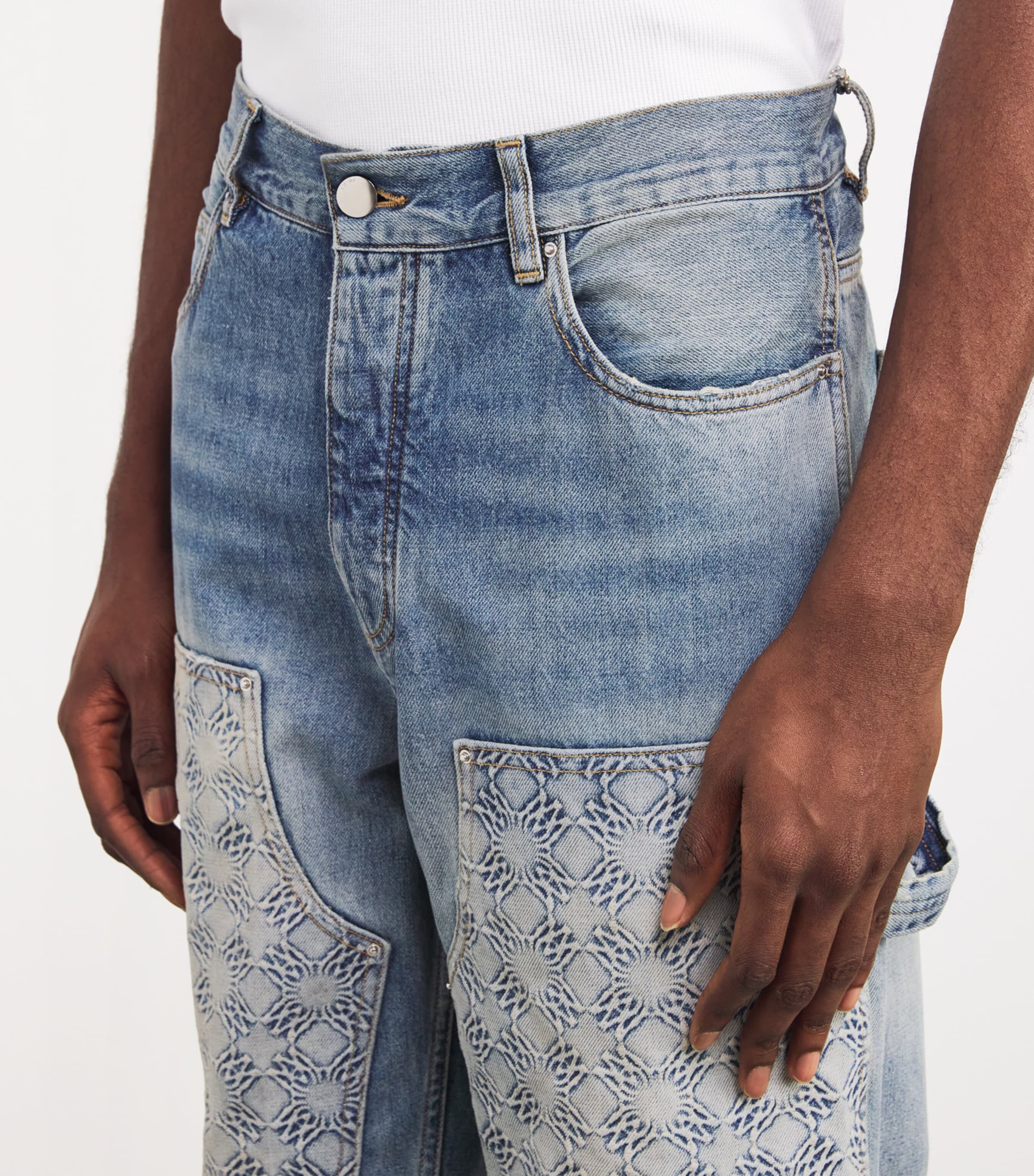 Monogram-Debossed Straight Jeans ANTIQUE INDIGO Image 6