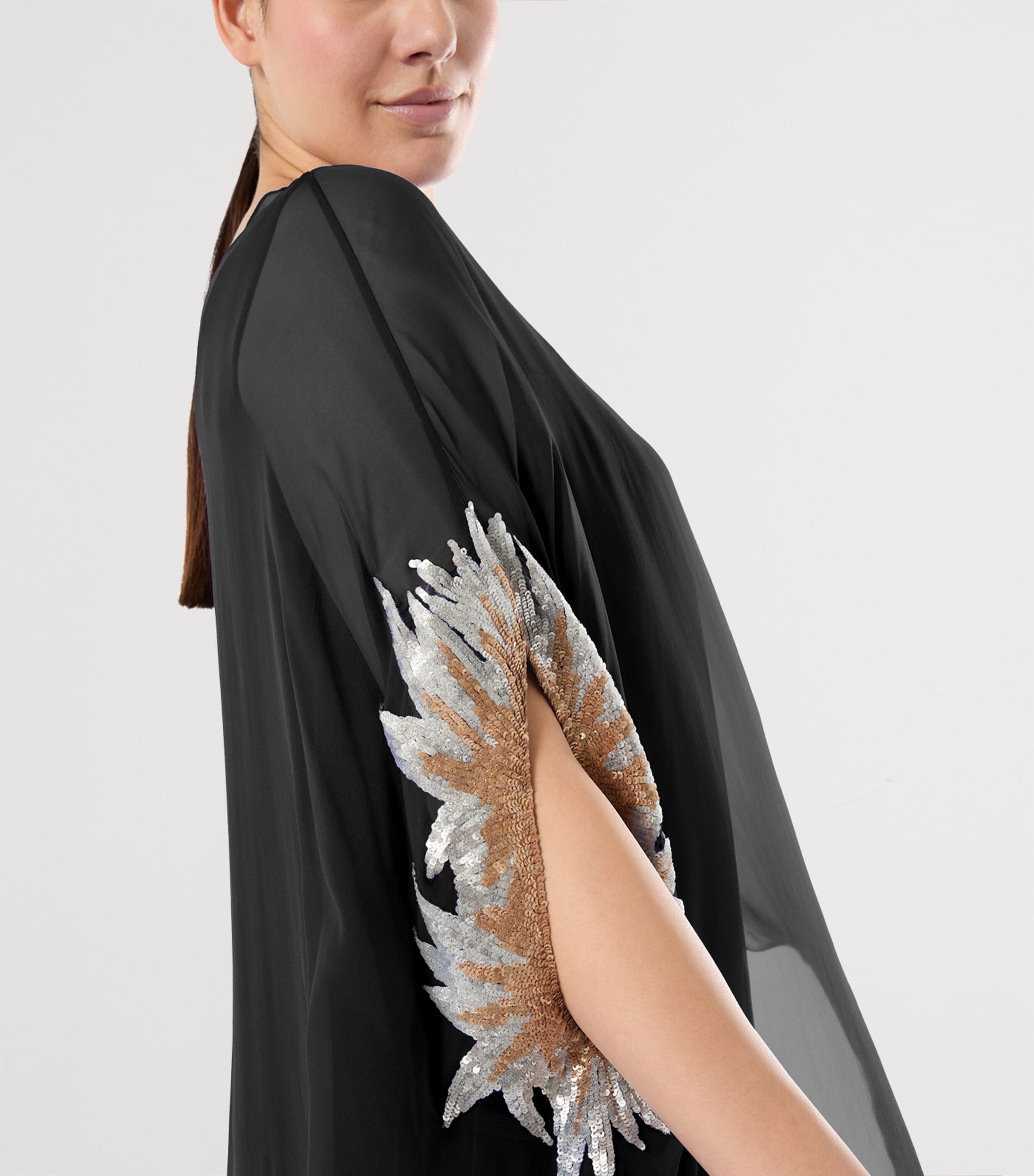 Silk Embellished Maxi Dress BLACK Image 5